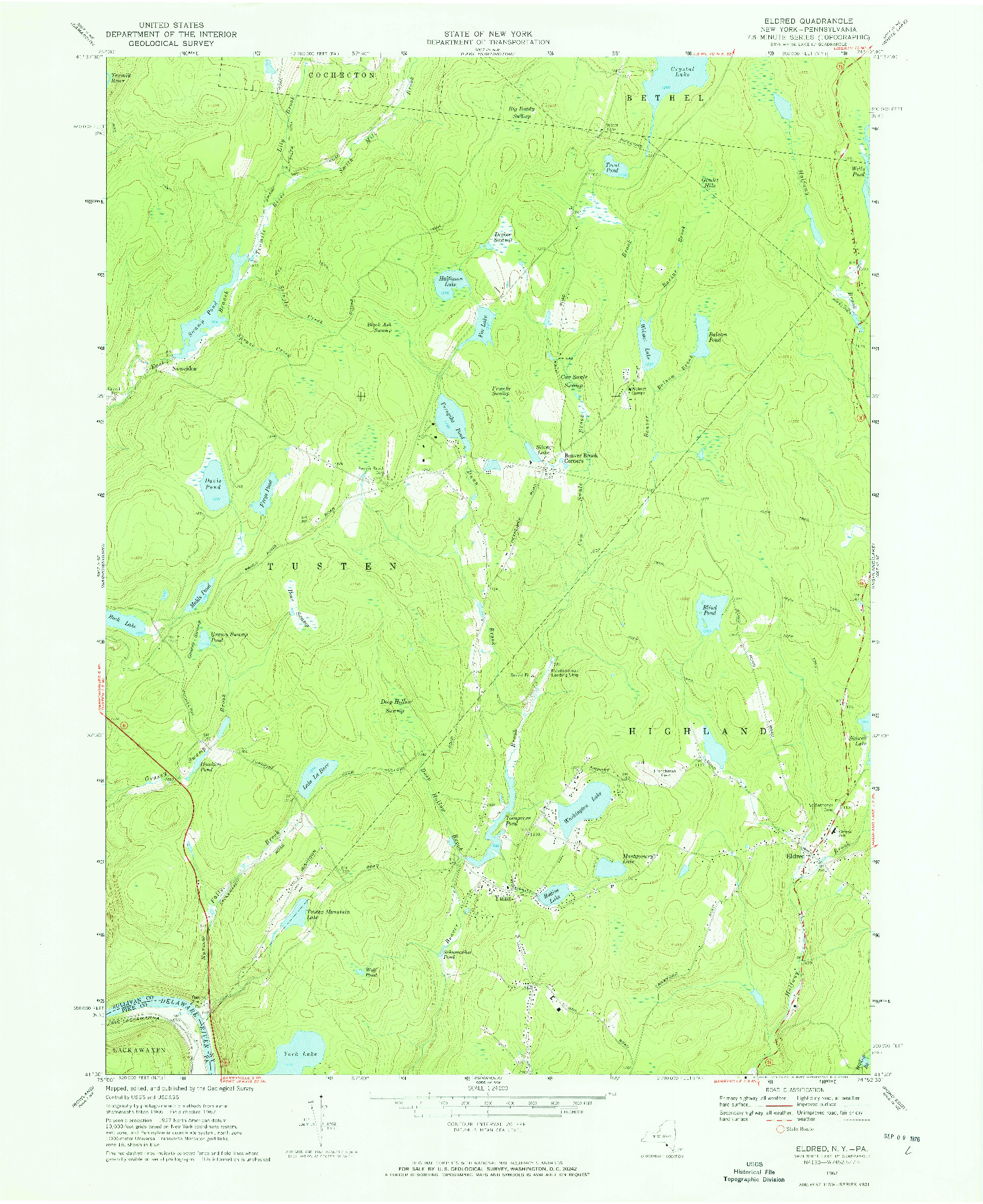 USGS 1:24000-SCALE QUADRANGLE FOR ELDRED, NY 1967