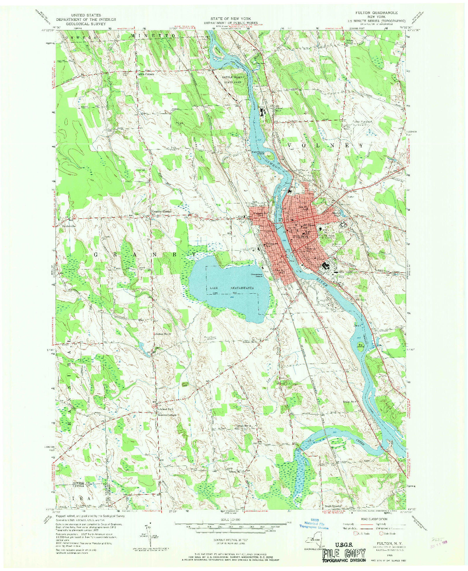 USGS 1:24000-SCALE QUADRANGLE FOR FULTON, NY 1955