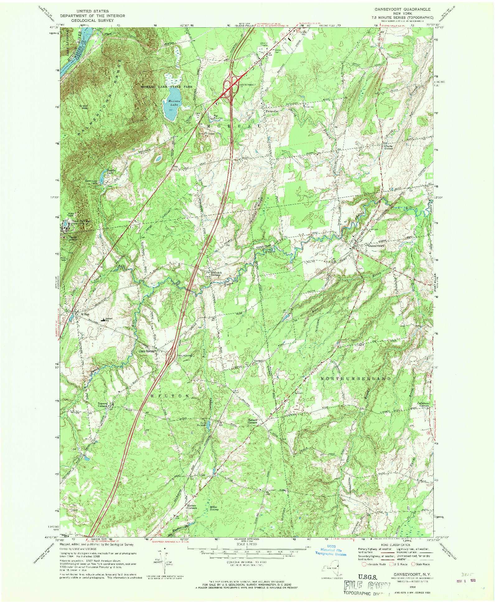 USGS 1:24000-SCALE QUADRANGLE FOR GANSEVOORT, NY 1968