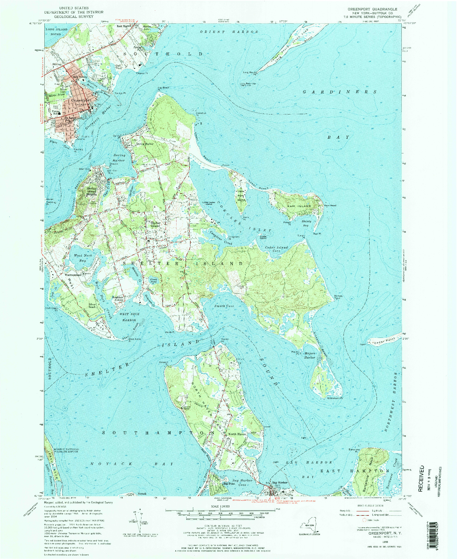 USGS 1:24000-SCALE QUADRANGLE FOR GREENPORT, NY 1956