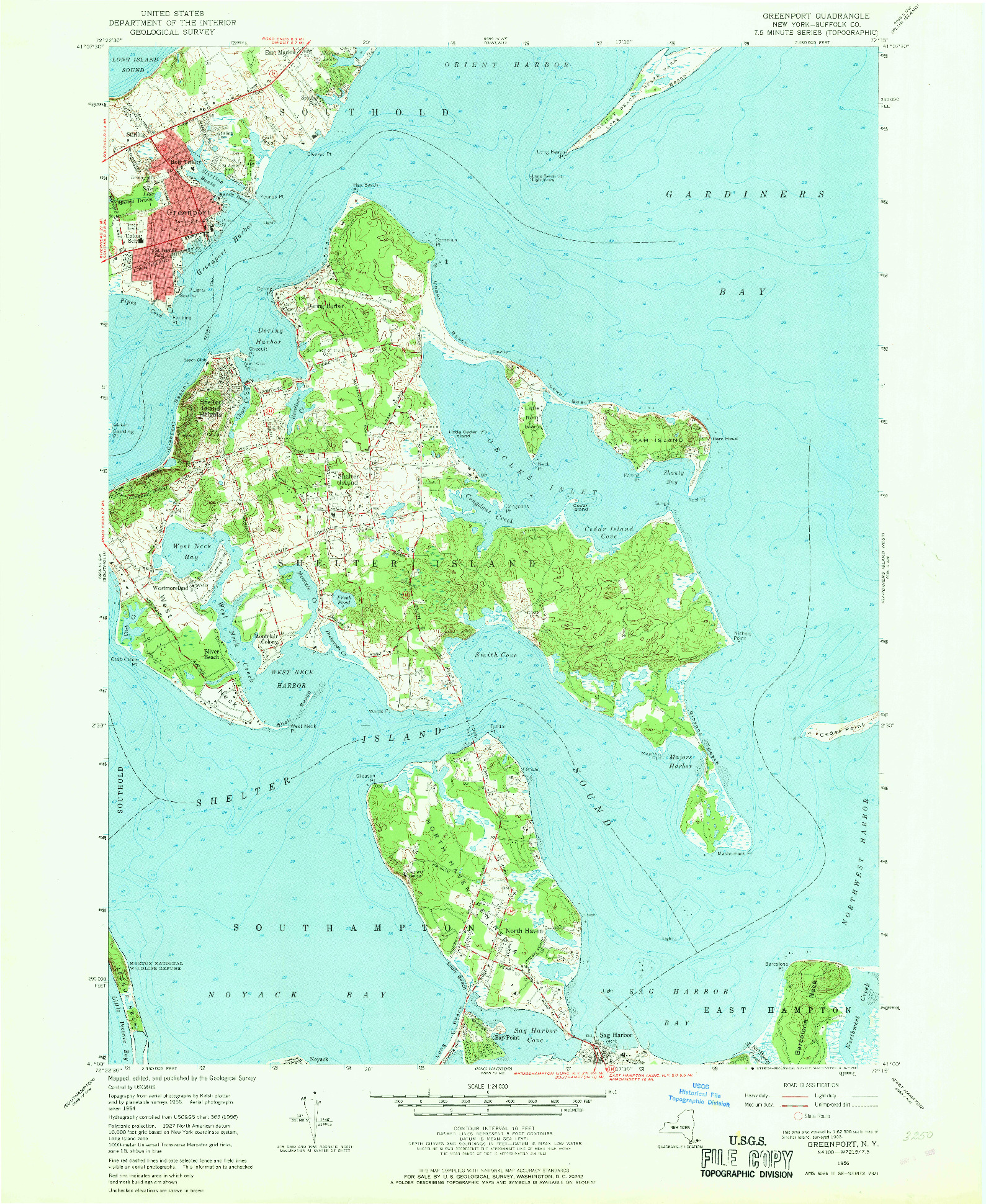 USGS 1:24000-SCALE QUADRANGLE FOR GREENPORT, NY 1956