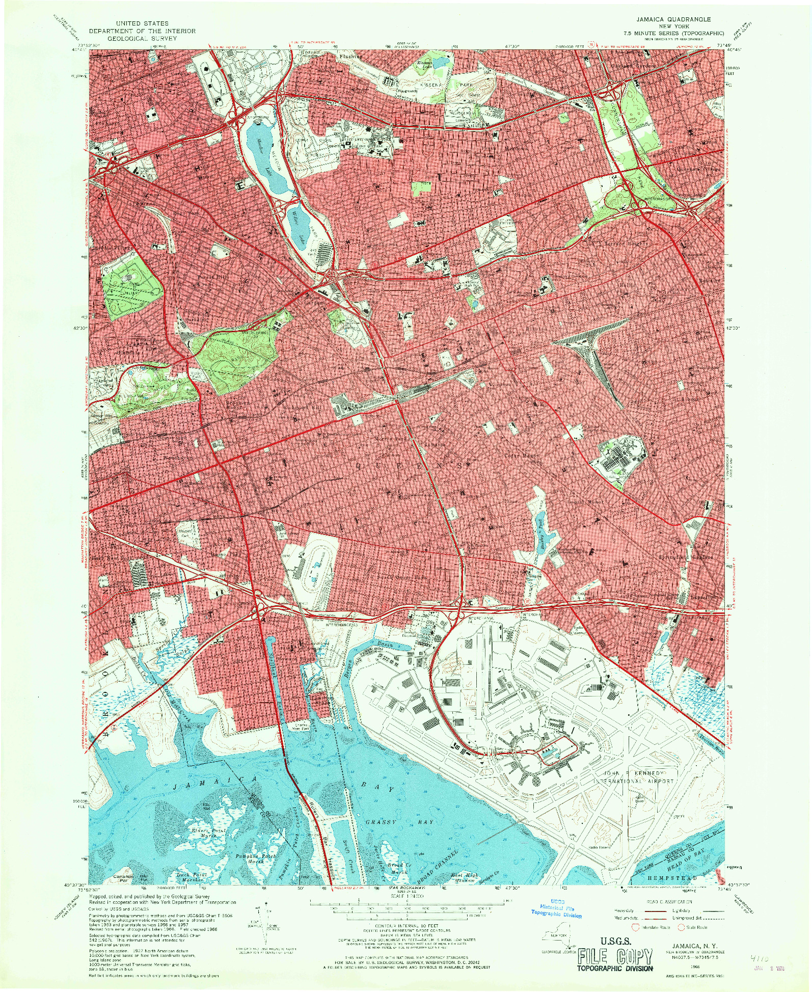 USGS 1:24000-SCALE QUADRANGLE FOR JAMAICA, NY 1966