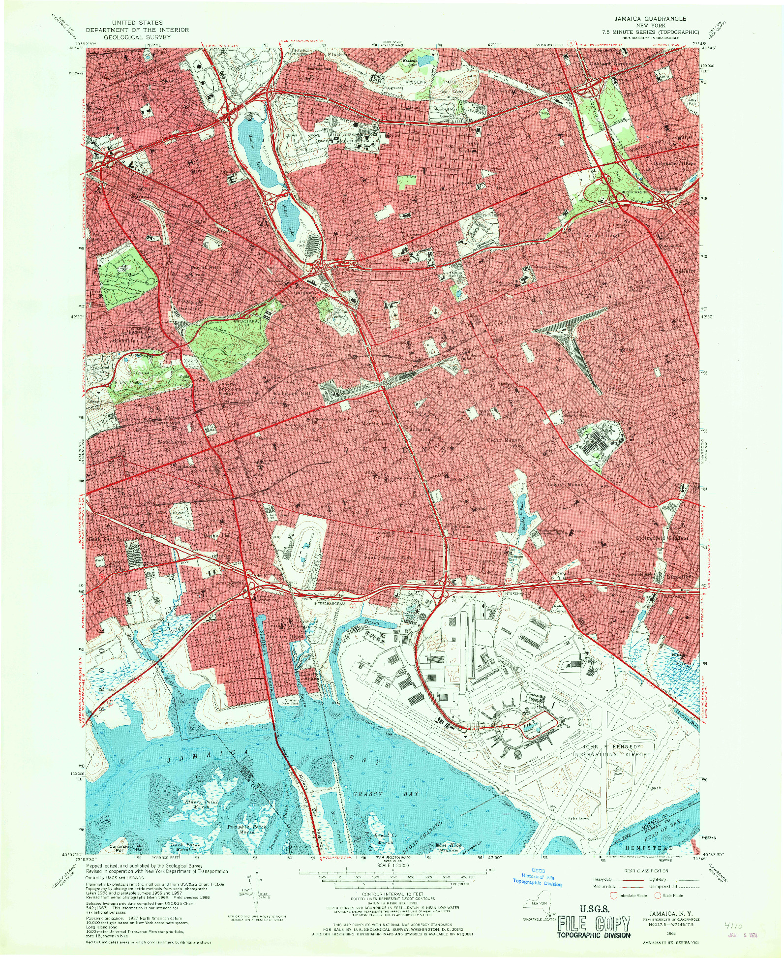 USGS 1:24000-SCALE QUADRANGLE FOR JAMAICA, NY 1966