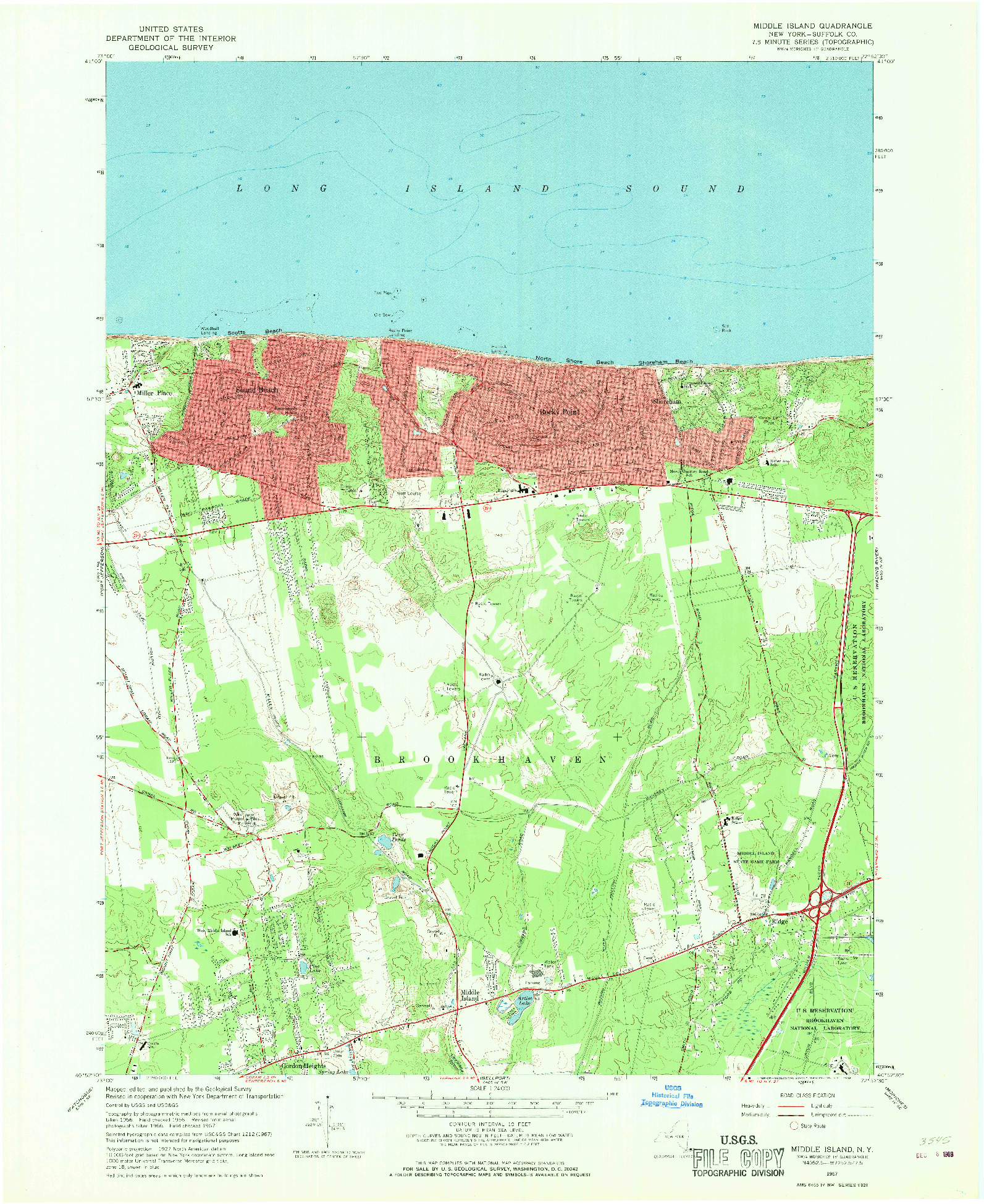 USGS 1:24000-SCALE QUADRANGLE FOR MIDDLE ISLAND, NY 1967