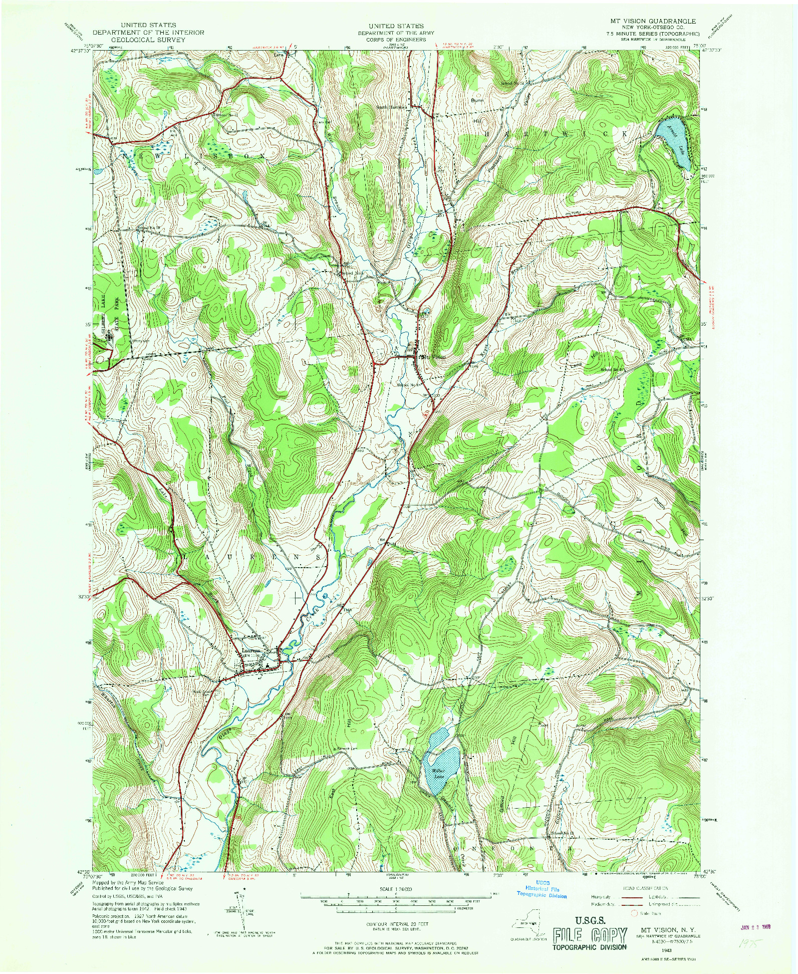 USGS 1:24000-SCALE QUADRANGLE FOR MT VISION, NY 1943