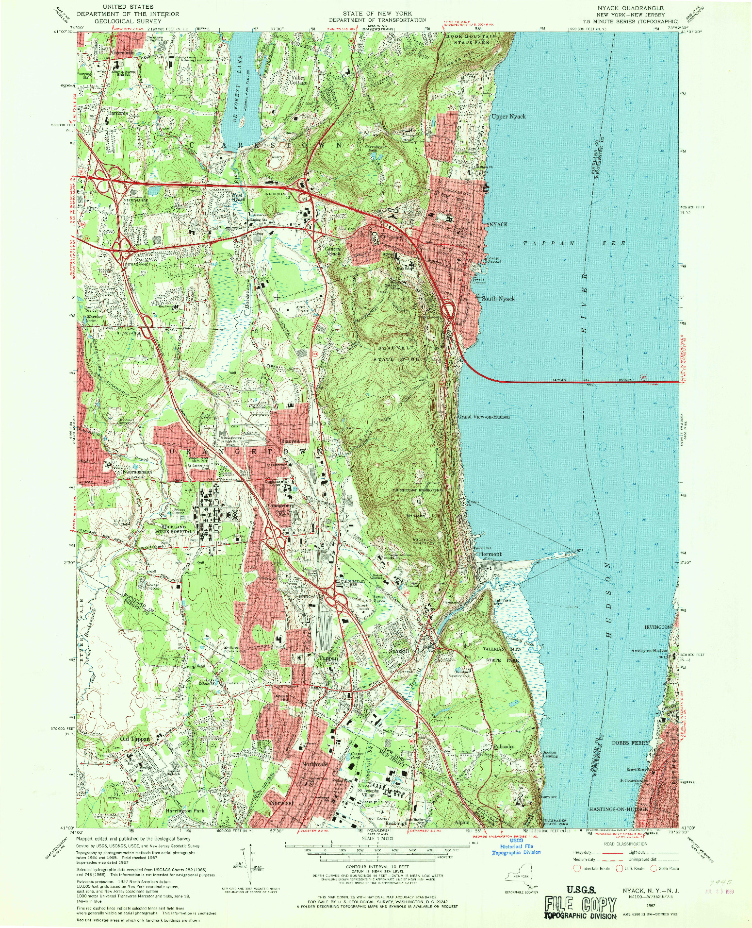 USGS 1:24000-SCALE QUADRANGLE FOR NYACK, NY 1967