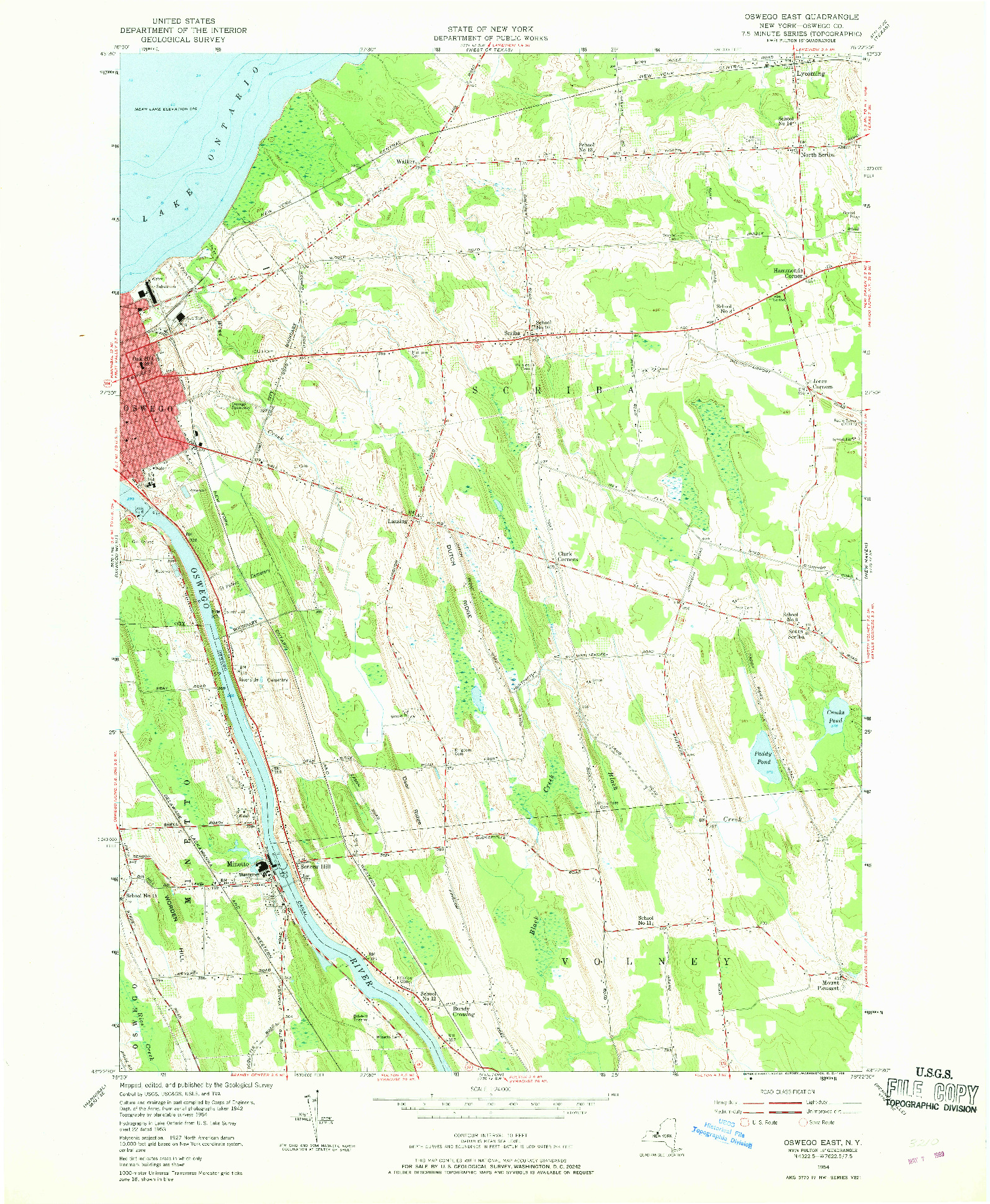 USGS 1:24000-SCALE QUADRANGLE FOR OSWEGO EAST, NY 1954