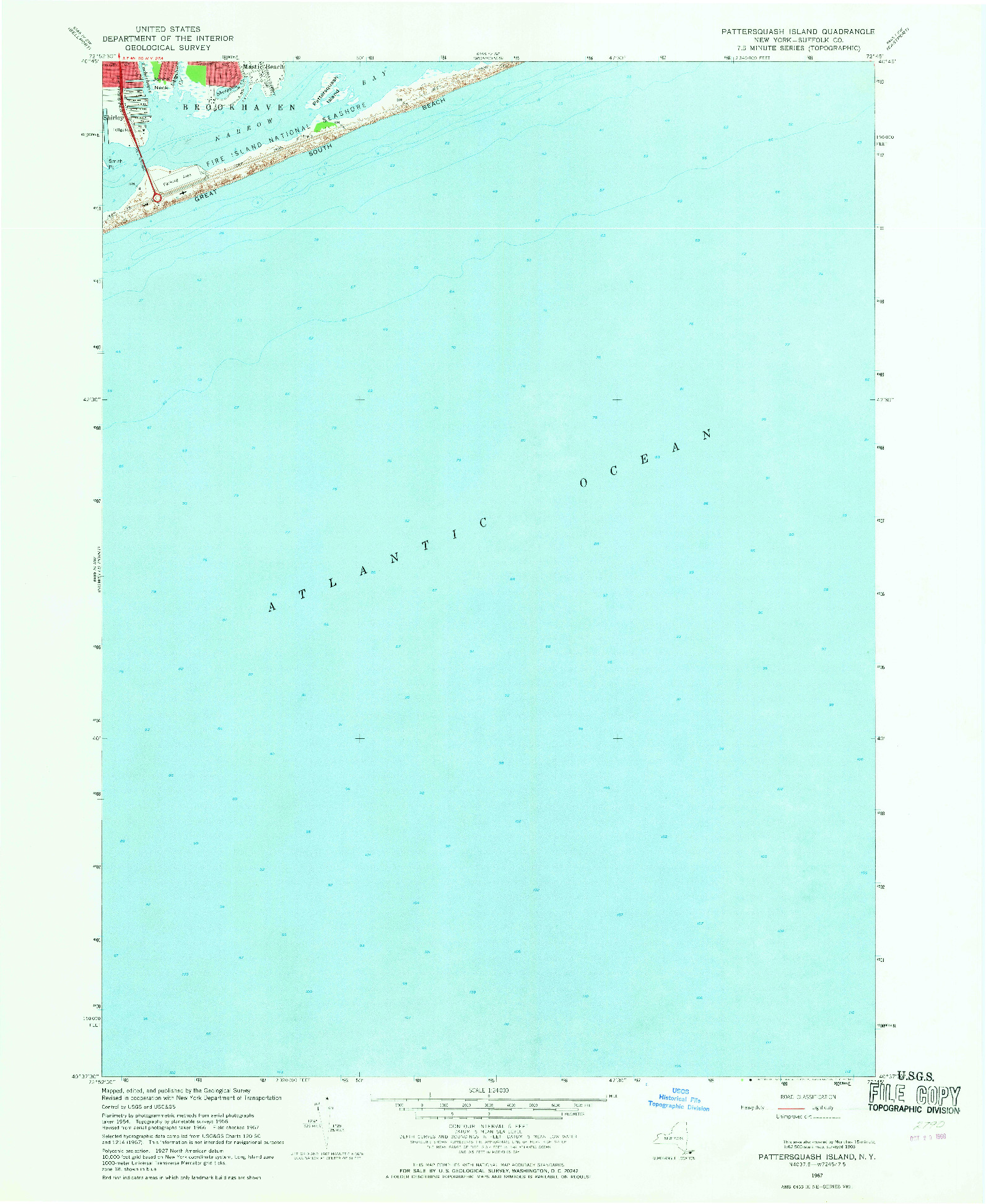 USGS 1:24000-SCALE QUADRANGLE FOR PATTERSQUASH ISLAND, NY 1967