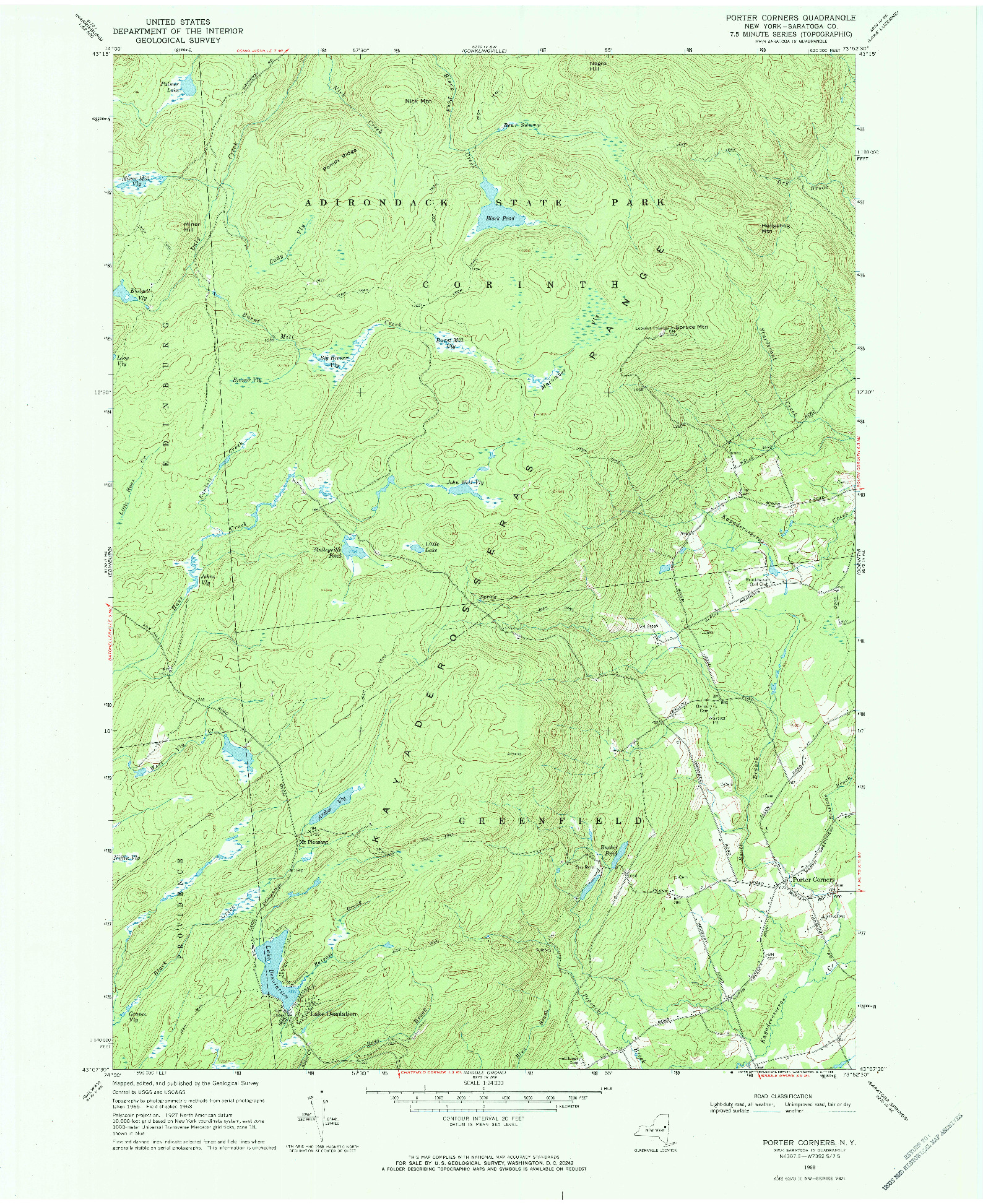 USGS 1:24000-SCALE QUADRANGLE FOR PORTER CORNERS, NY 1968
