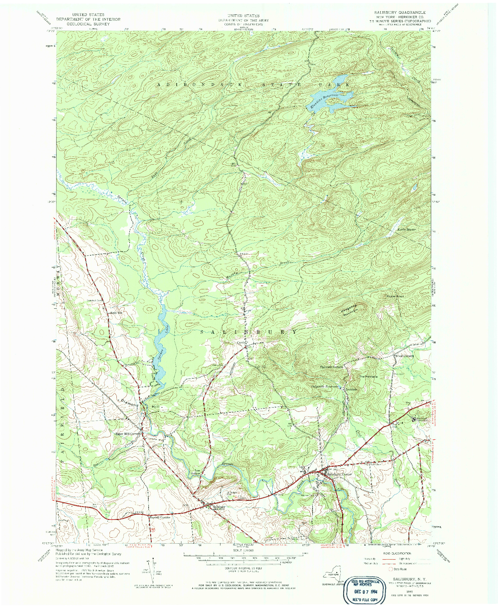 USGS 1:24000-SCALE QUADRANGLE FOR SALISBURY, NY 1945