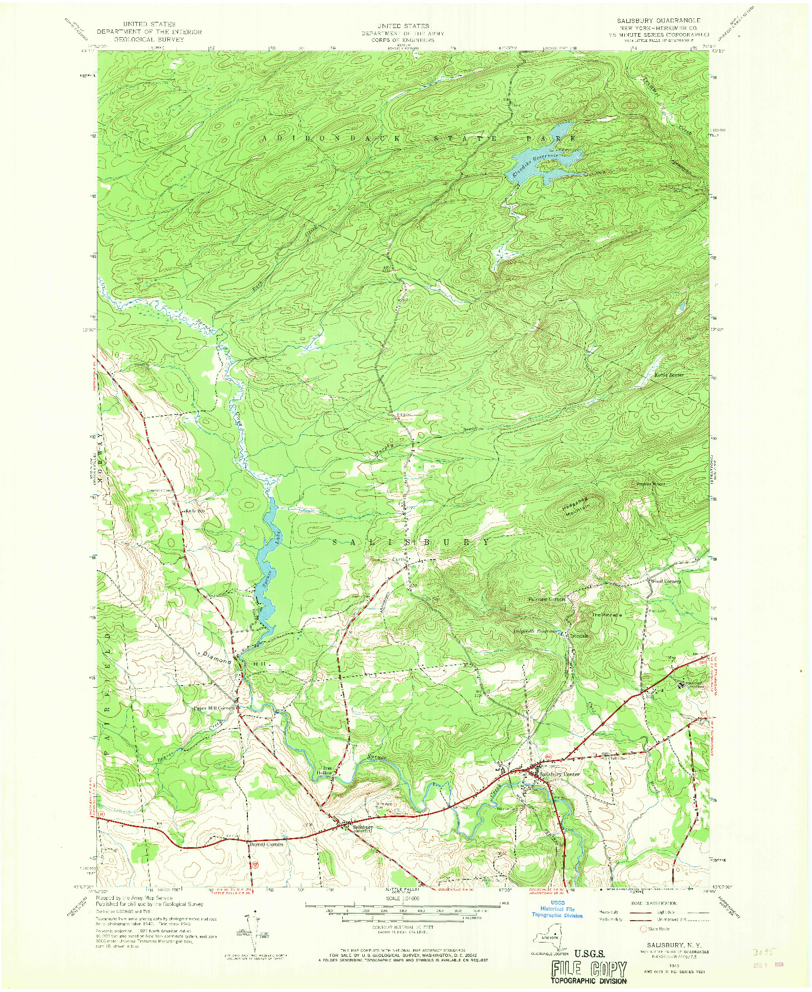 USGS 1:24000-SCALE QUADRANGLE FOR SALISBURY, NY 1945