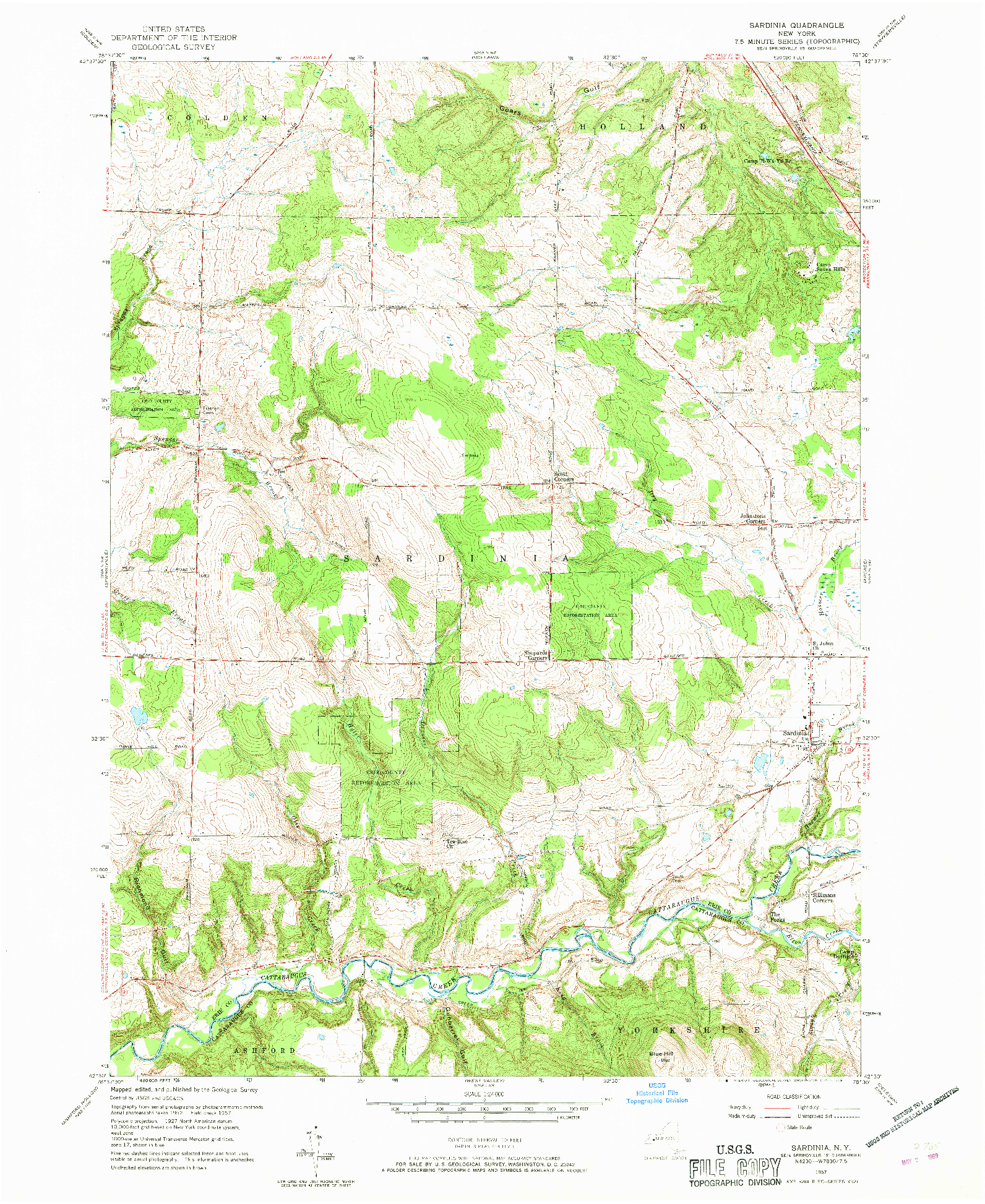 USGS 1:24000-SCALE QUADRANGLE FOR SARDINIA, NY 1957