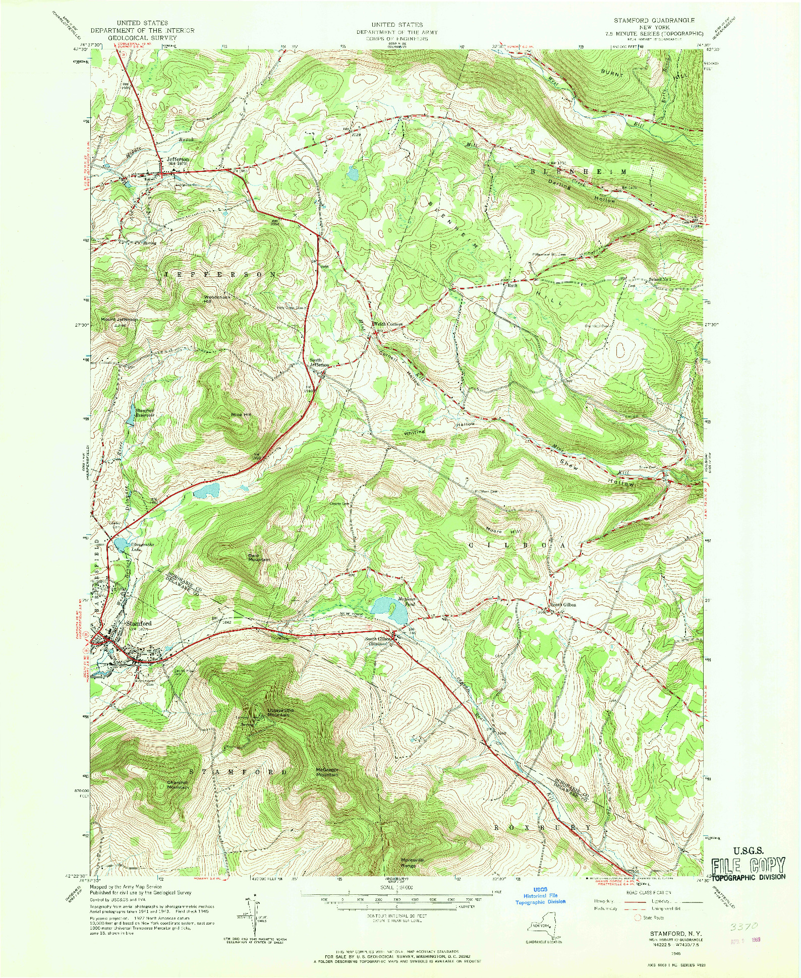 USGS 1:24000-SCALE QUADRANGLE FOR STAMFORD, NY 1945