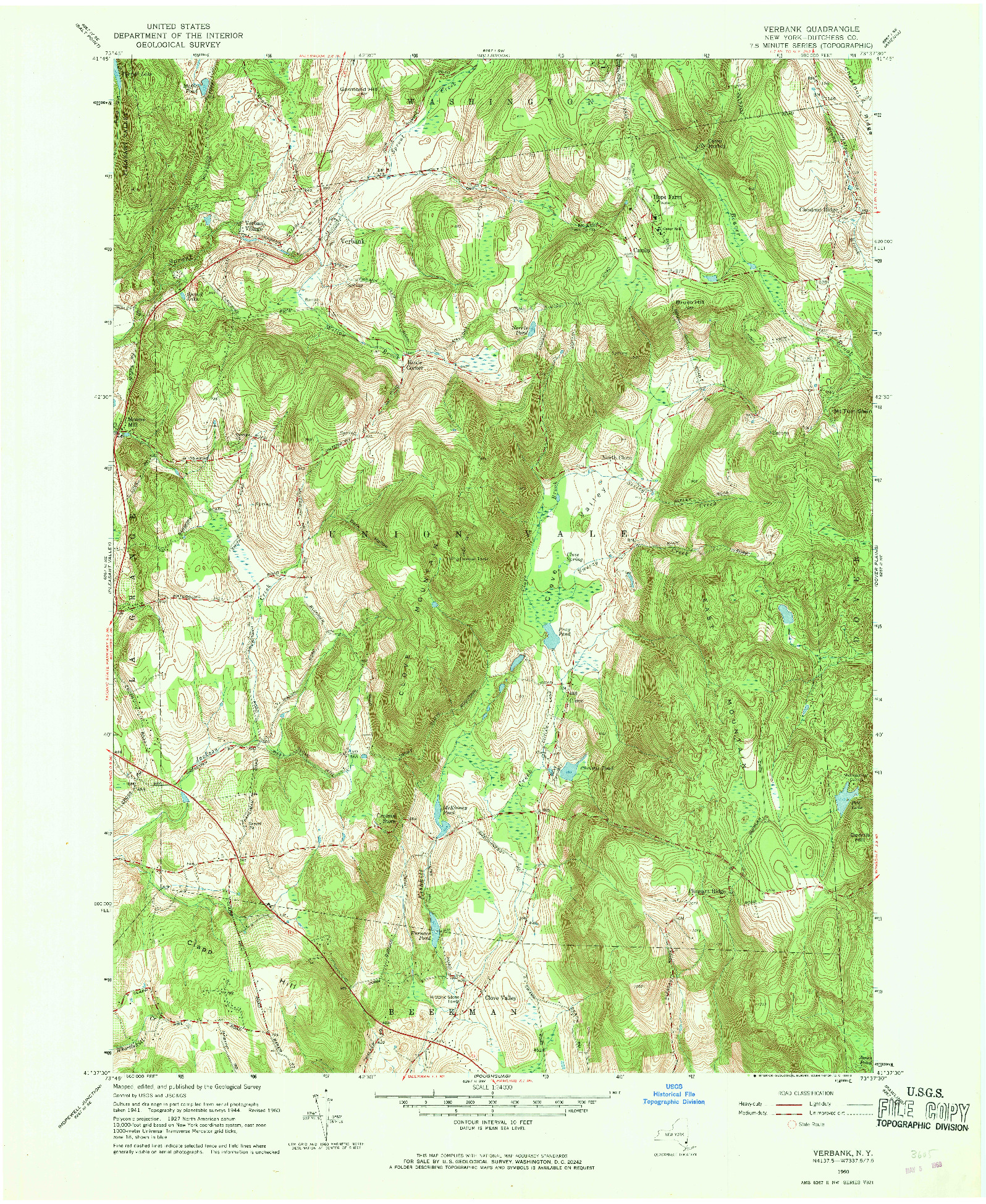 USGS 1:24000-SCALE QUADRANGLE FOR VERBANK, NY 1960