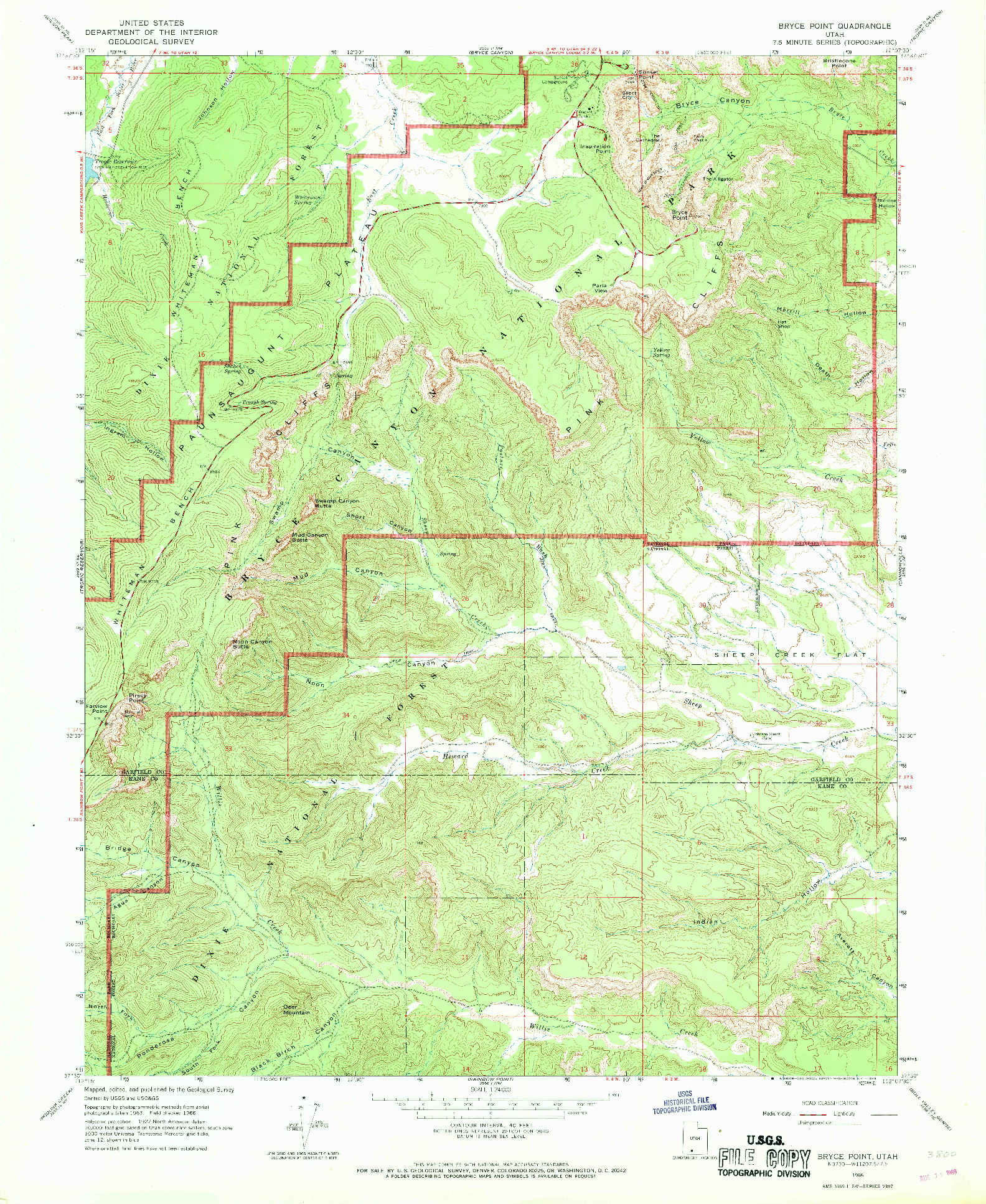 USGS 1:24000-SCALE QUADRANGLE FOR BRYCE POINT, UT 1966