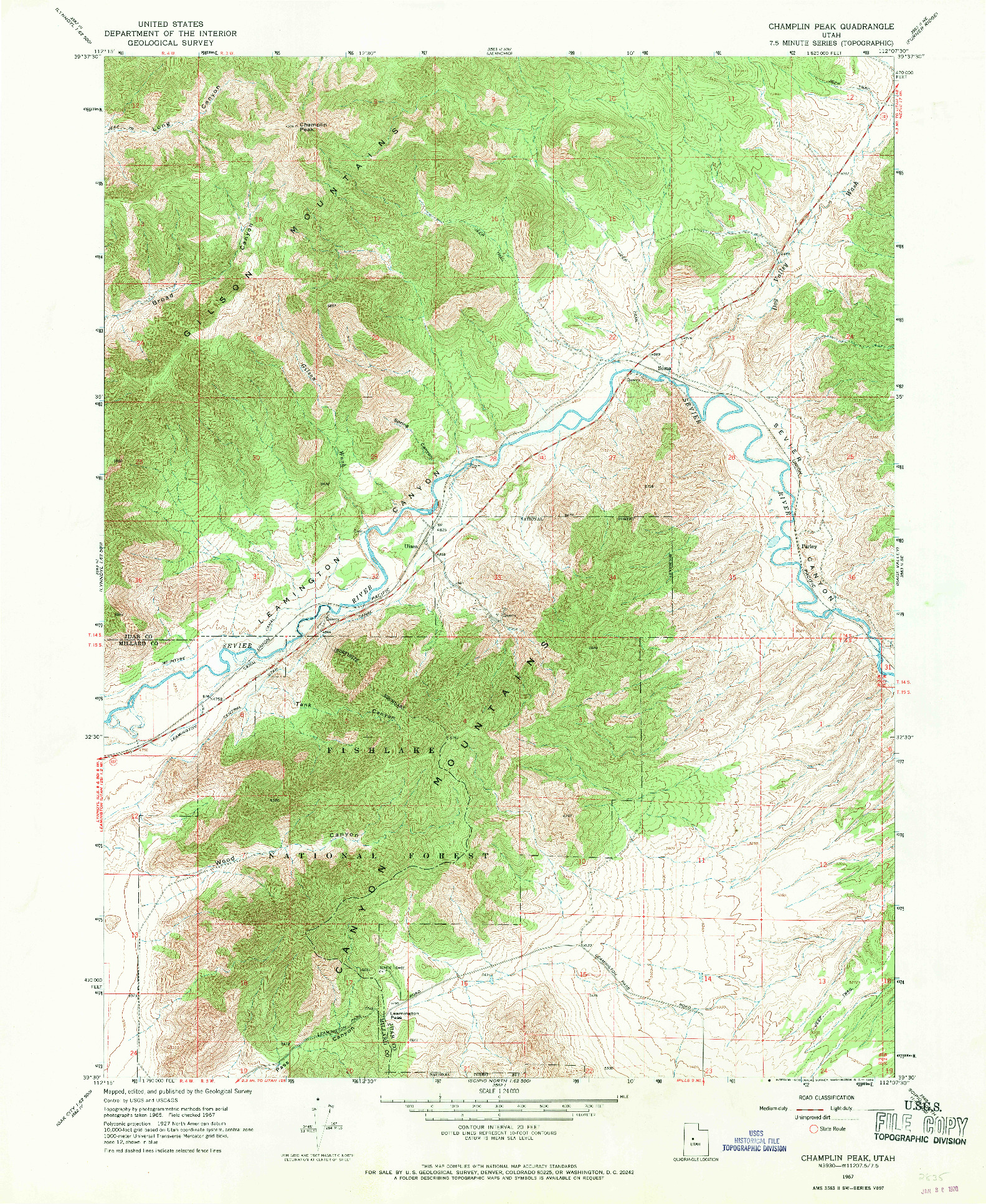 USGS 1:24000-SCALE QUADRANGLE FOR CHAMPLIN PEAK, UT 1967