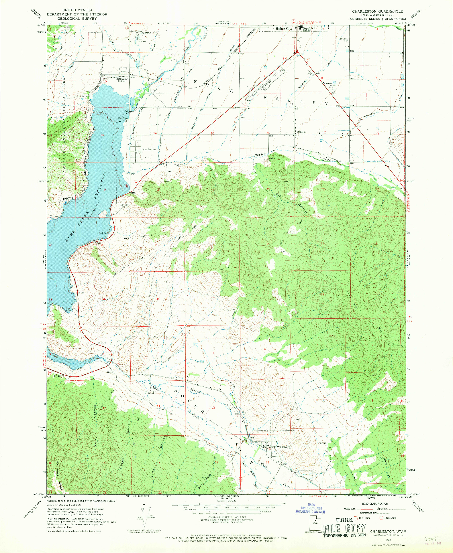 USGS 1:24000-SCALE QUADRANGLE FOR CHARLESTON, UT 1966