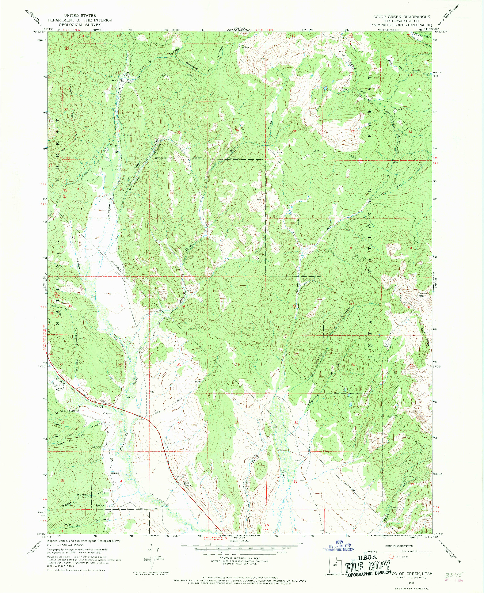 USGS 1:24000-SCALE QUADRANGLE FOR CO-OP CREEK, UT 1967