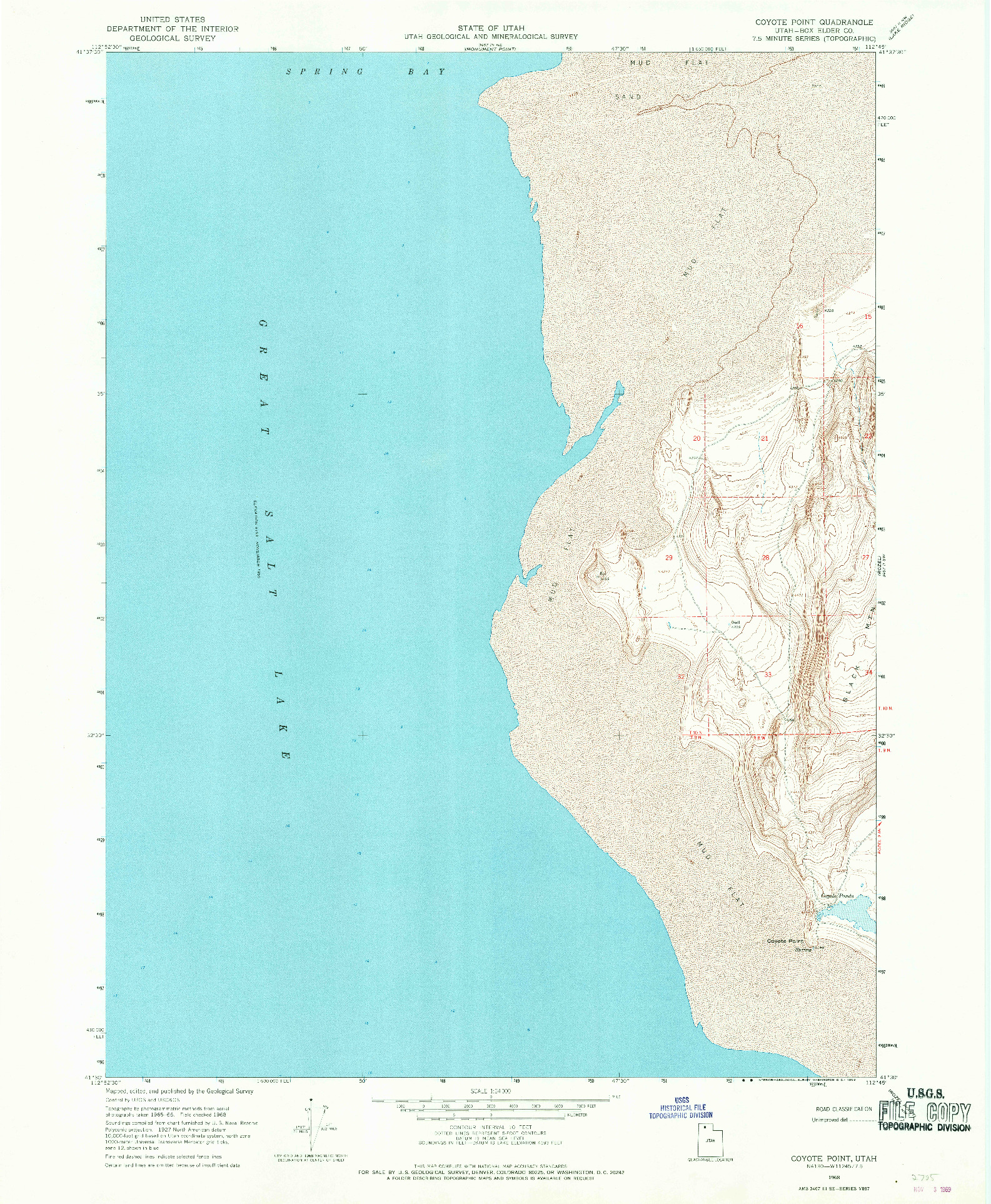 USGS 1:24000-SCALE QUADRANGLE FOR COYOTE POINT, UT 1968