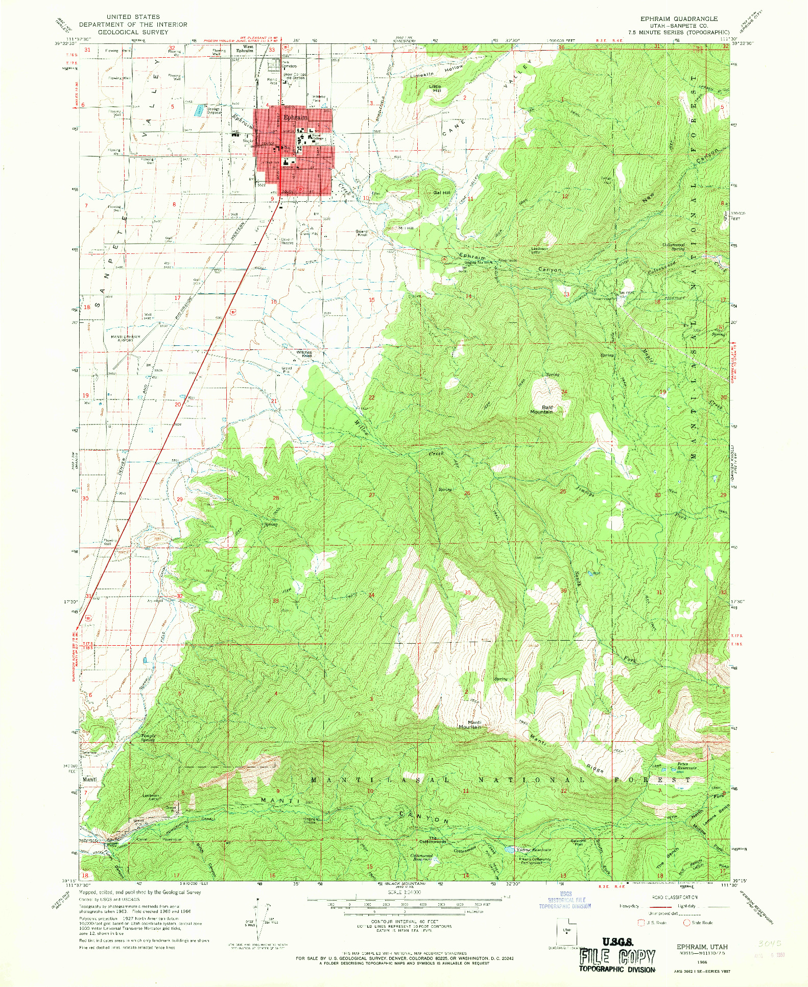 USGS 1:24000-SCALE QUADRANGLE FOR EPHRAIM, UT 1966