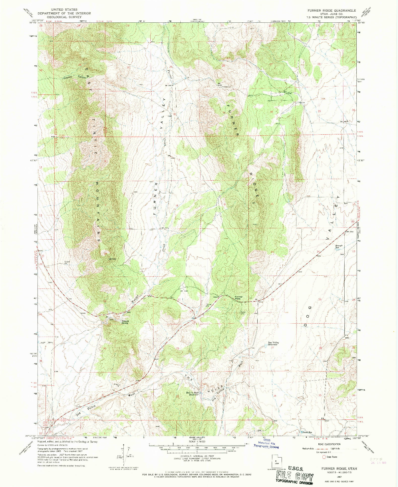 USGS 1:24000-SCALE QUADRANGLE FOR FURNER RIDGE, UT 1967
