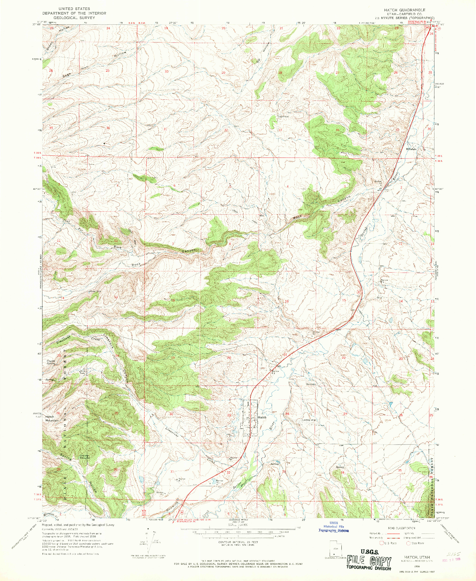 USGS 1:24000-SCALE QUADRANGLE FOR HATCH, UT 1966