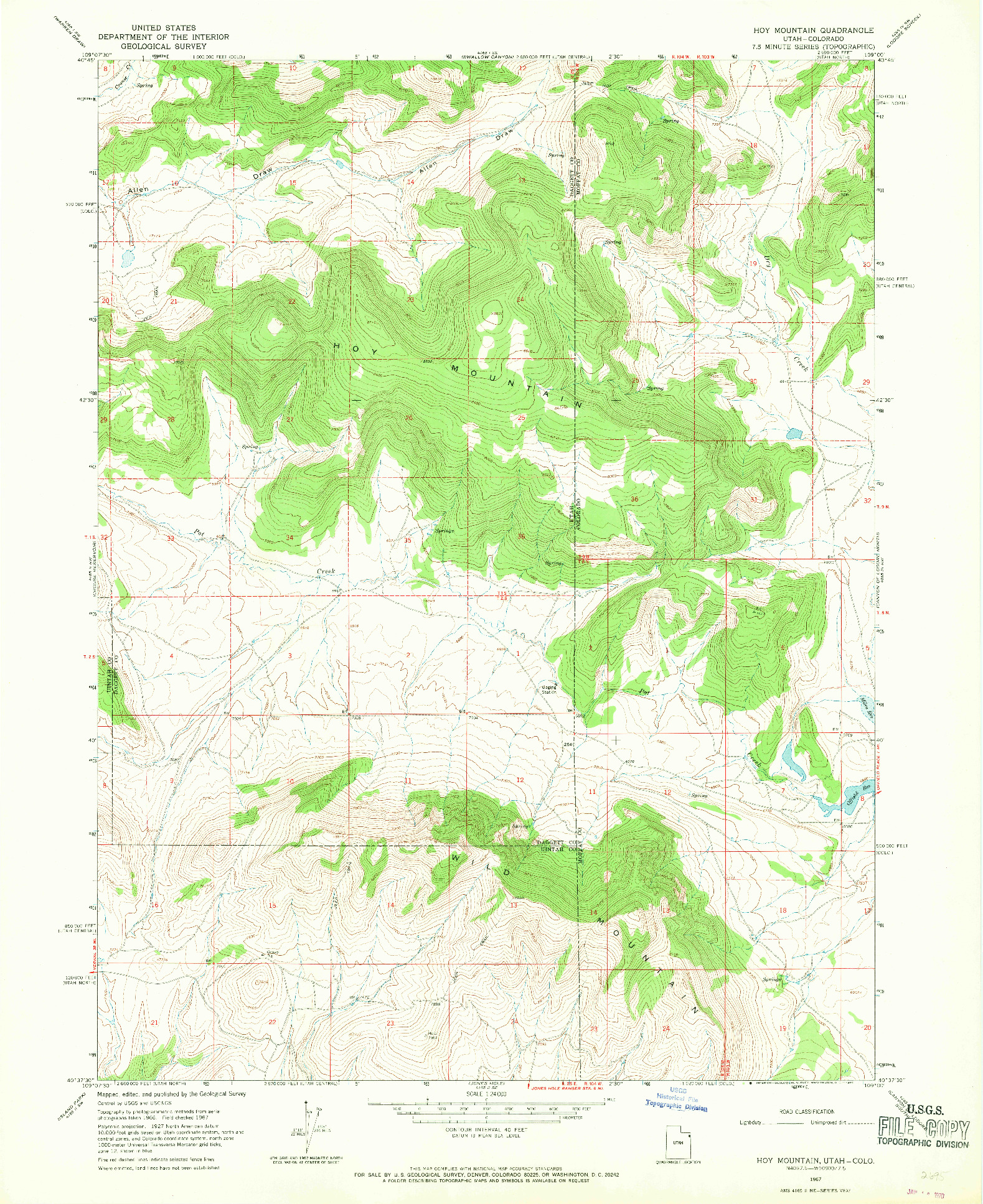 USGS 1:24000-SCALE QUADRANGLE FOR HOY MOUNTAIN, UT 1967
