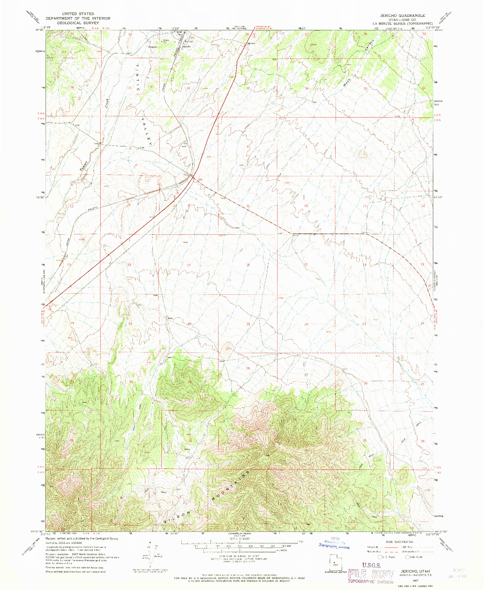 USGS 1:24000-SCALE QUADRANGLE FOR JERICHO, UT 1967