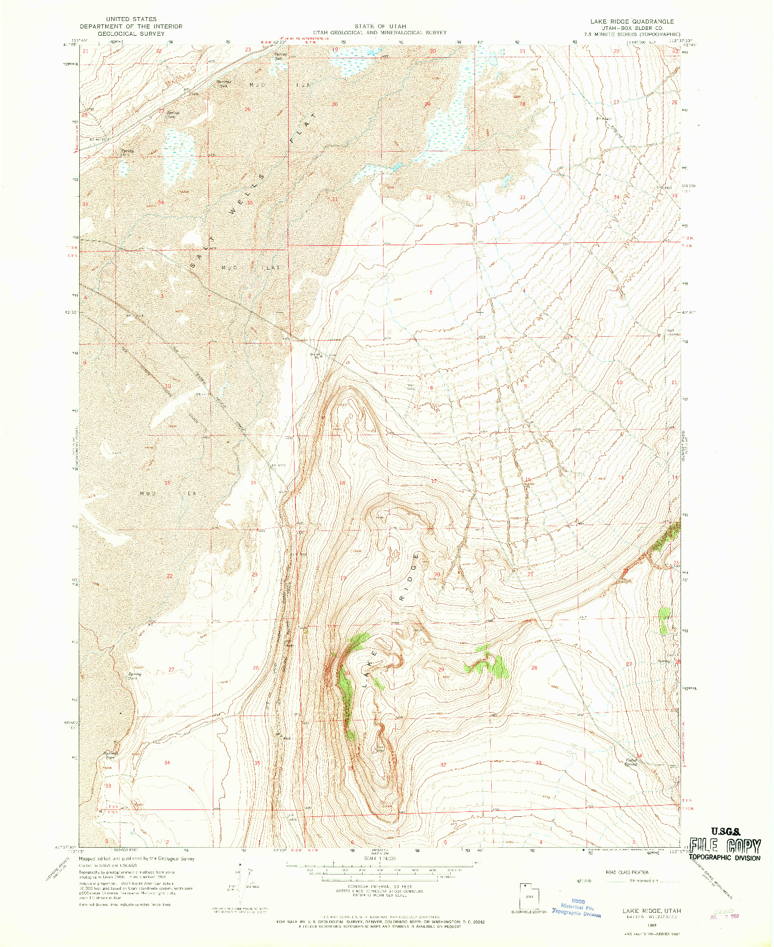 USGS 1:24000-SCALE QUADRANGLE FOR LAKE RIDGE, UT 1968