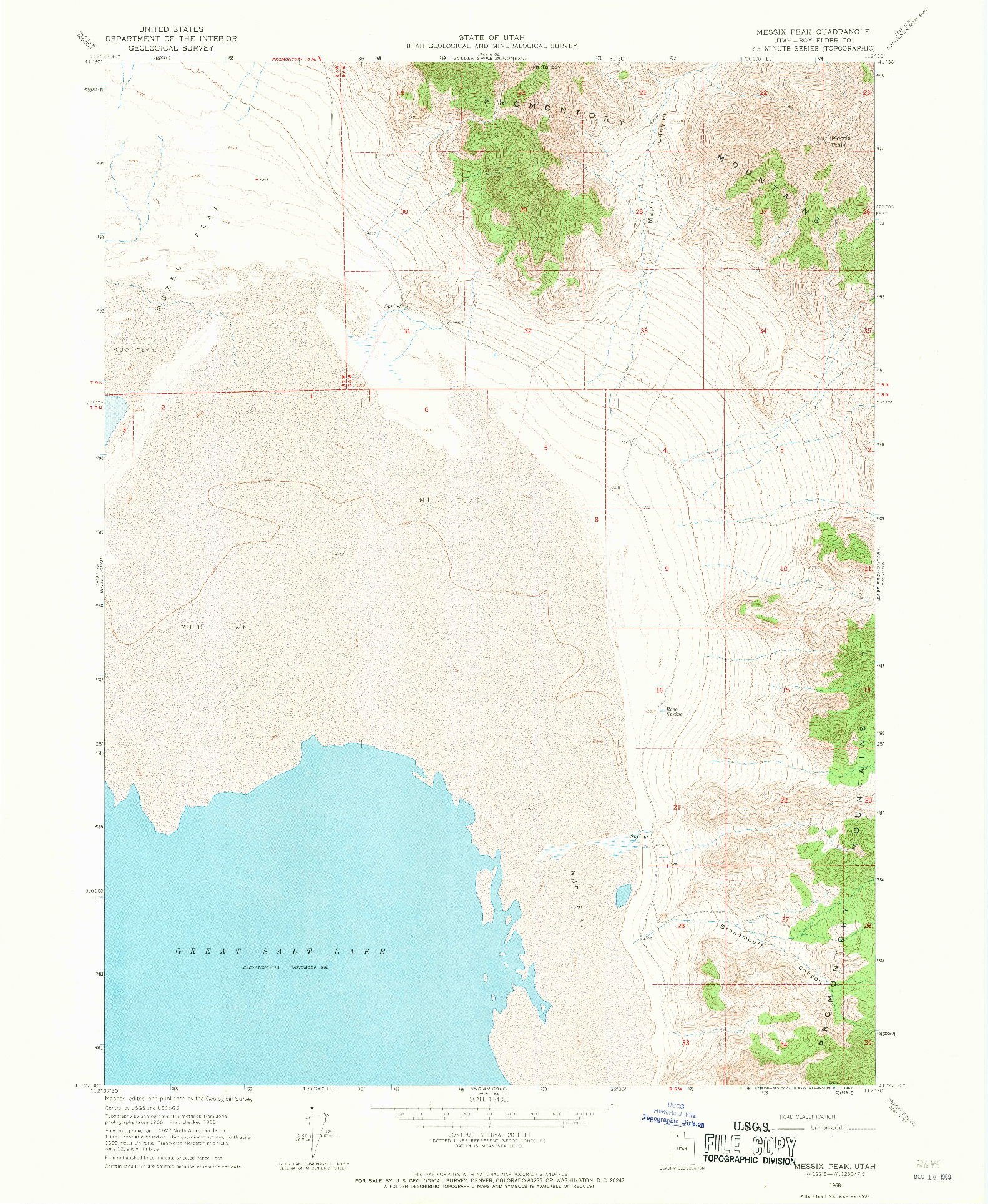 USGS 1:24000-SCALE QUADRANGLE FOR MESSIX PEAK, UT 1968