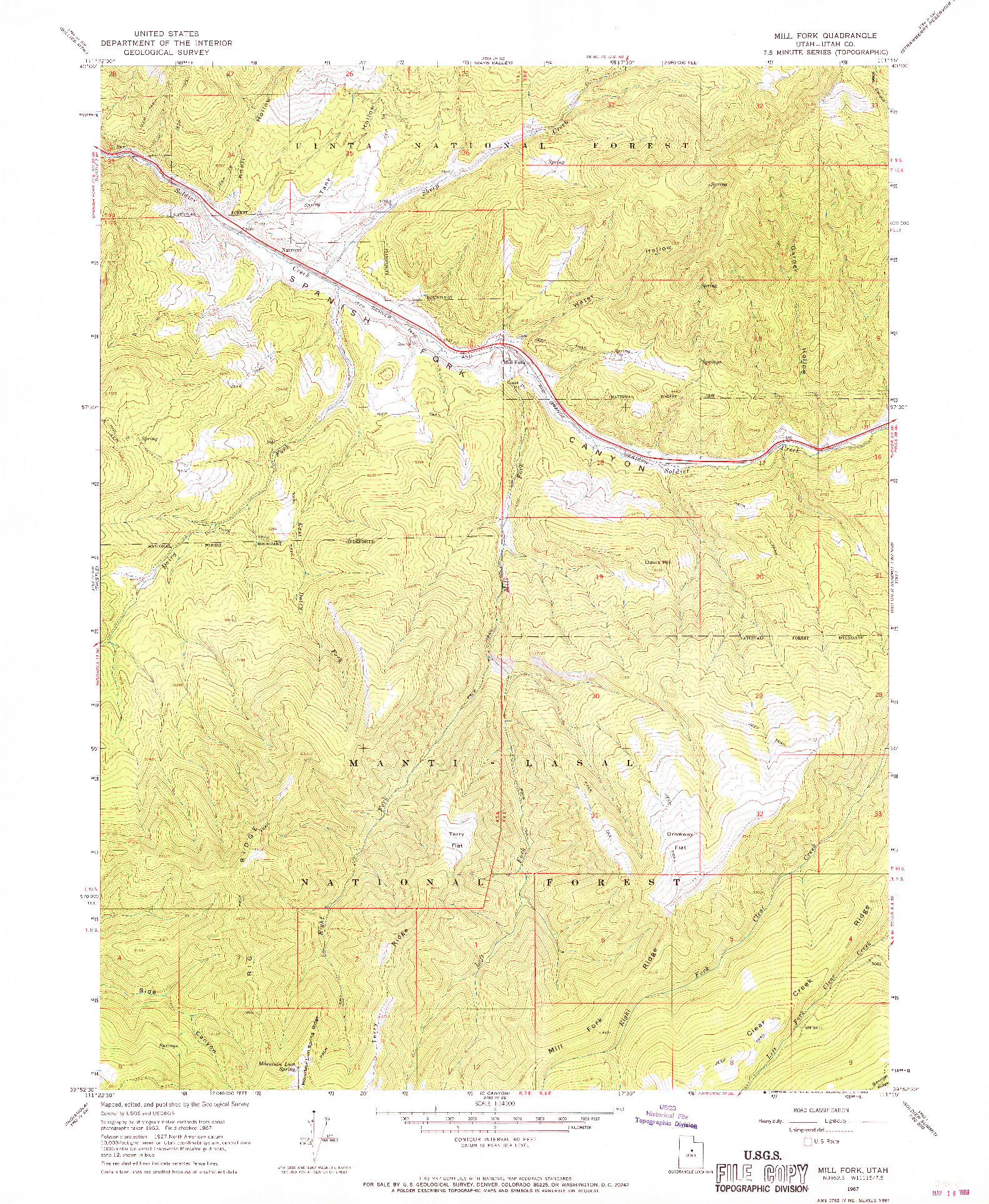 USGS 1:24000-SCALE QUADRANGLE FOR MILL FORK, UT 1967