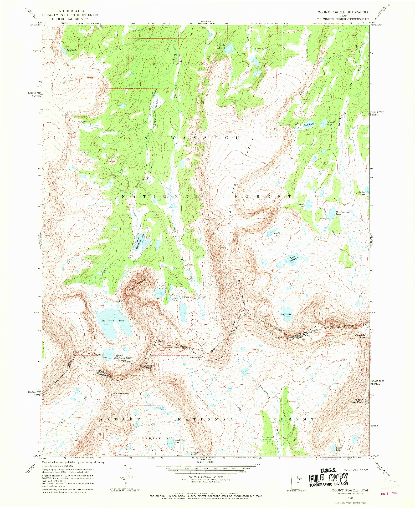 USGS 1:24000-SCALE QUADRANGLE FOR MOUNT POWELL, UT 1967