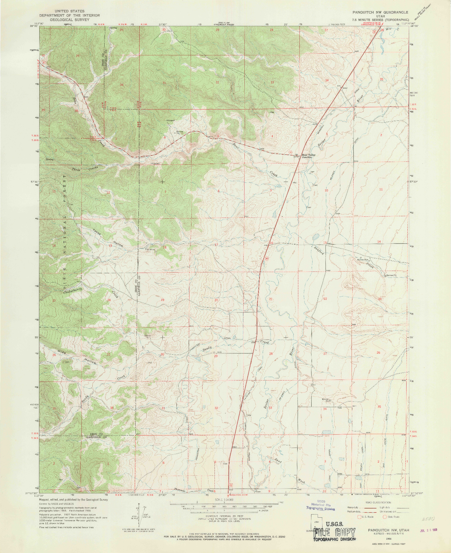 USGS 1:24000-SCALE QUADRANGLE FOR PANGUITCH NW, UT 1966