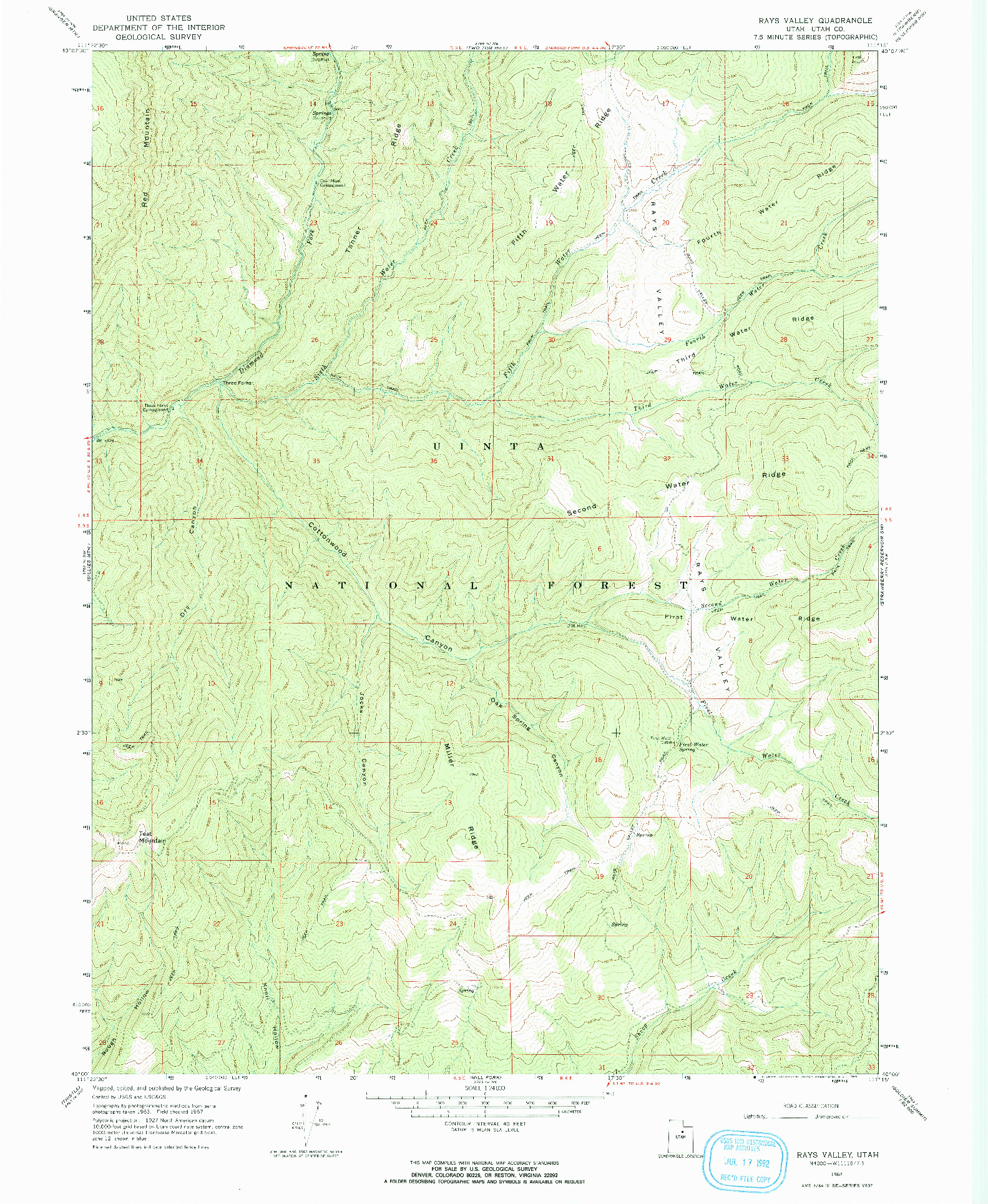 USGS 1:24000-SCALE QUADRANGLE FOR RAYS VALLEY, UT 1967