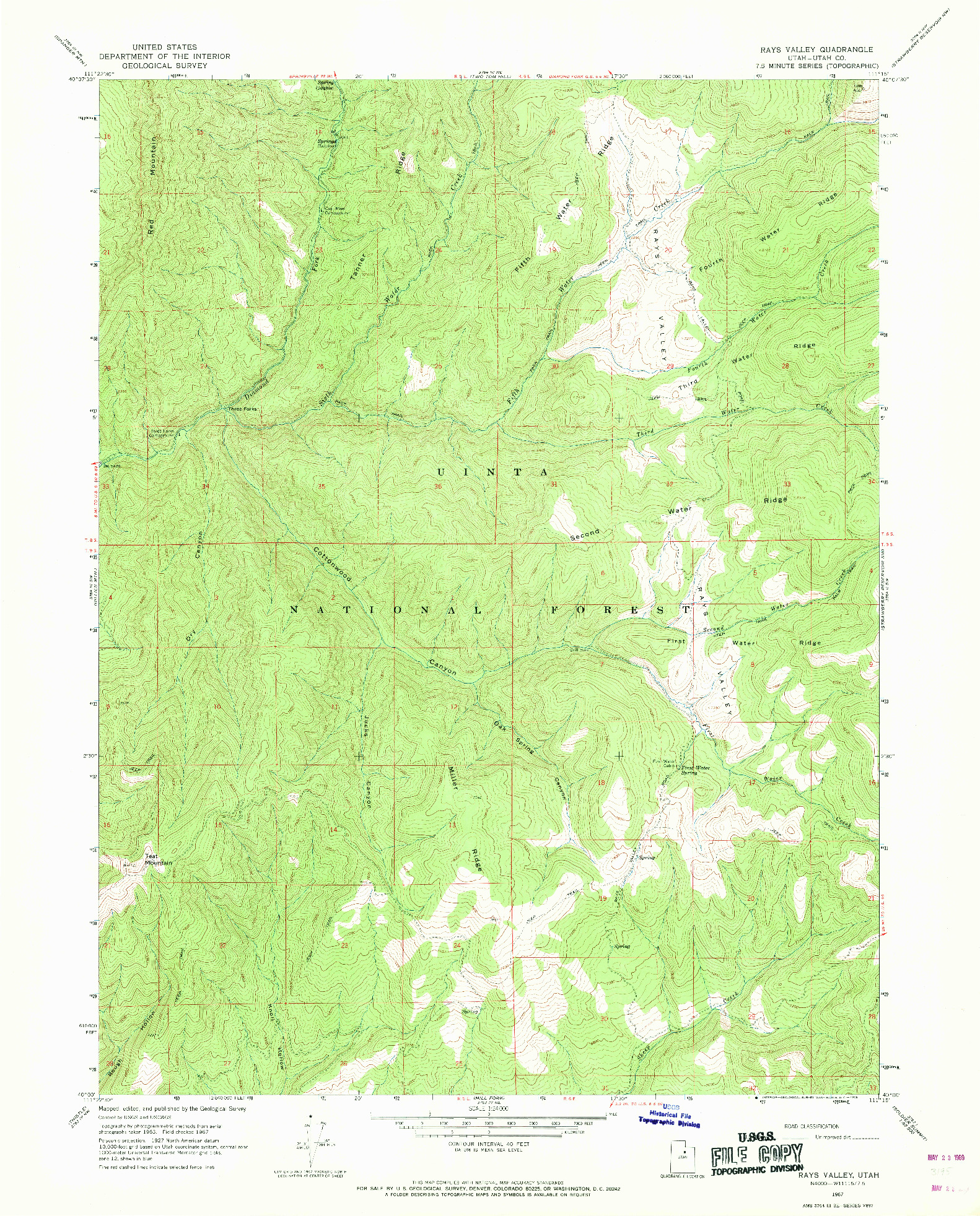 USGS 1:24000-SCALE QUADRANGLE FOR RAYS VALLEY, UT 1967