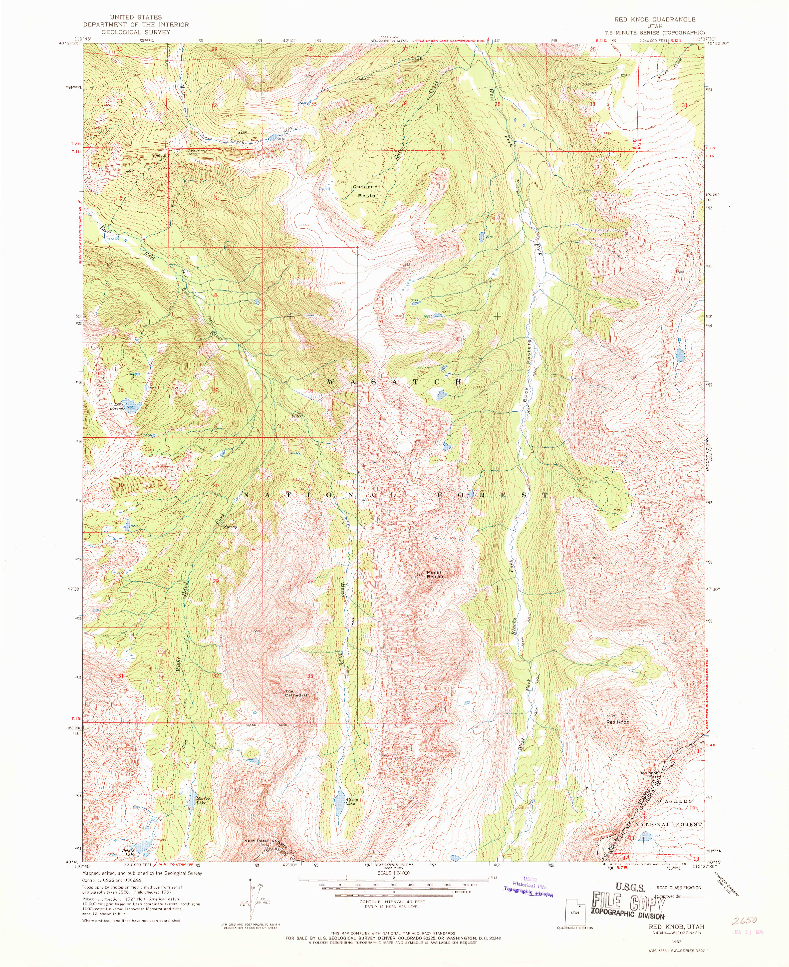 USGS 1:24000-SCALE QUADRANGLE FOR RED KNOB, UT 1967