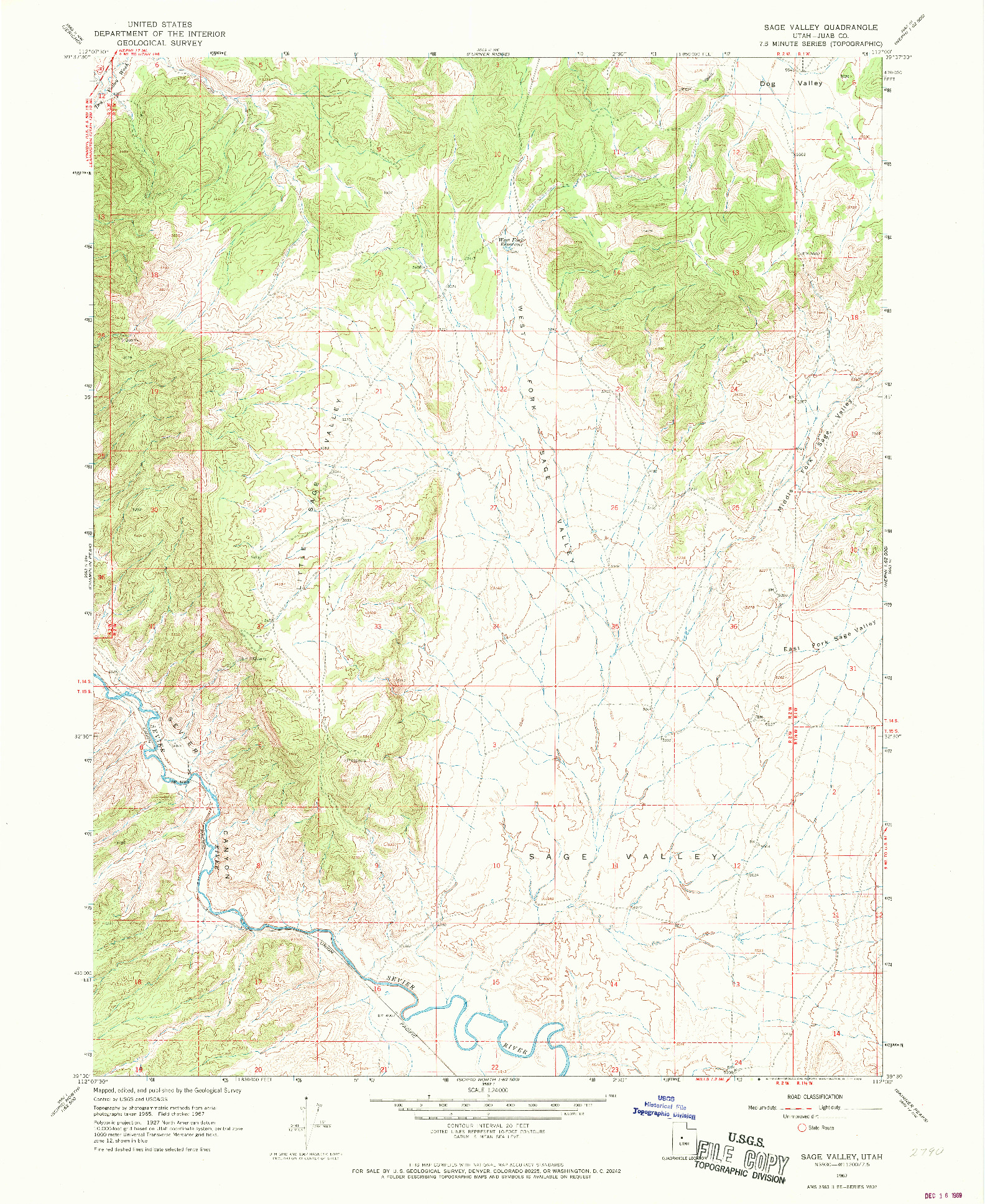 USGS 1:24000-SCALE QUADRANGLE FOR SAGE VALLEY, UT 1967