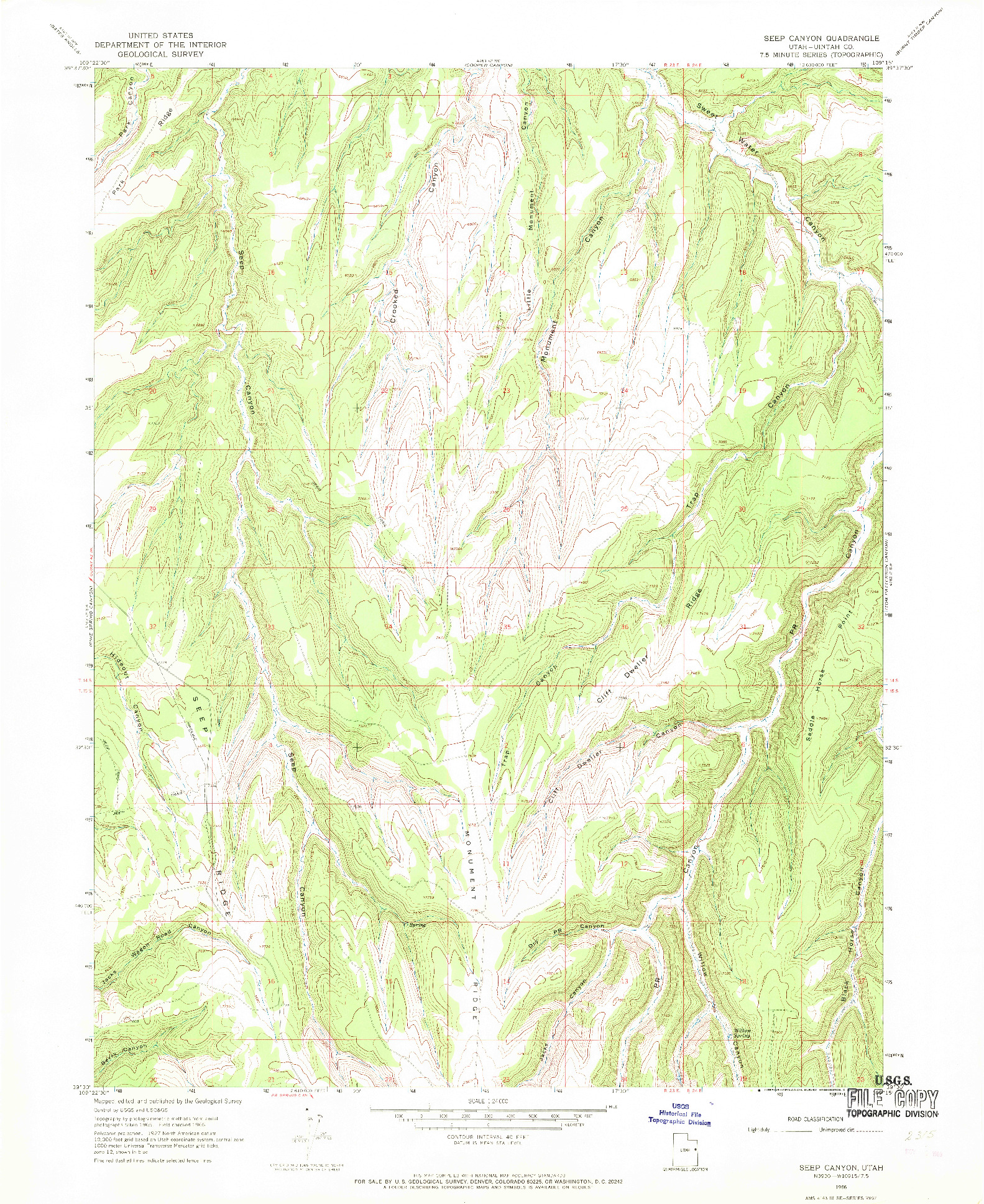 USGS 1:24000-SCALE QUADRANGLE FOR SEEP CANYON, UT 1966