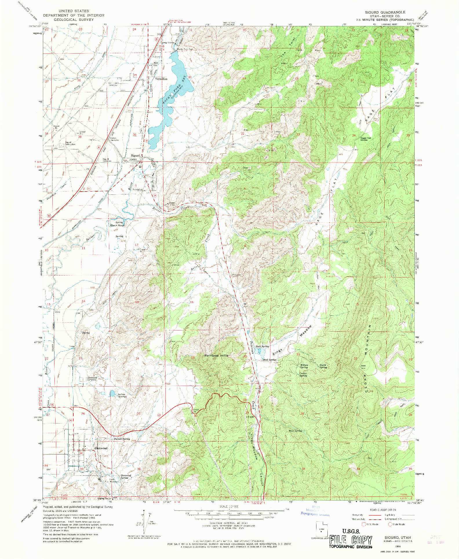USGS 1:24000-SCALE QUADRANGLE FOR SIGURD, UT 1966