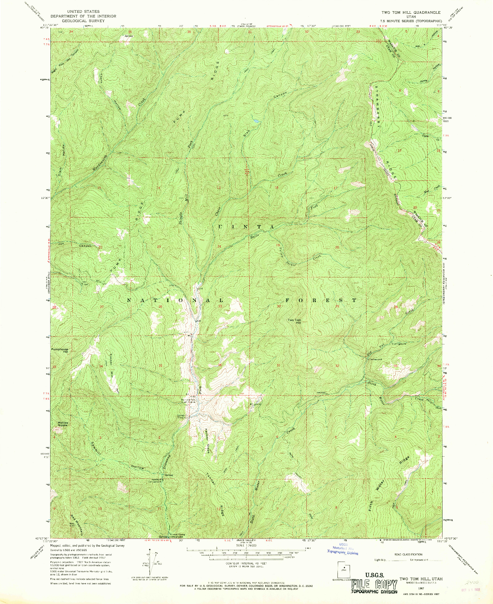 USGS 1:24000-SCALE QUADRANGLE FOR TWO TOM HILL, UT 1967