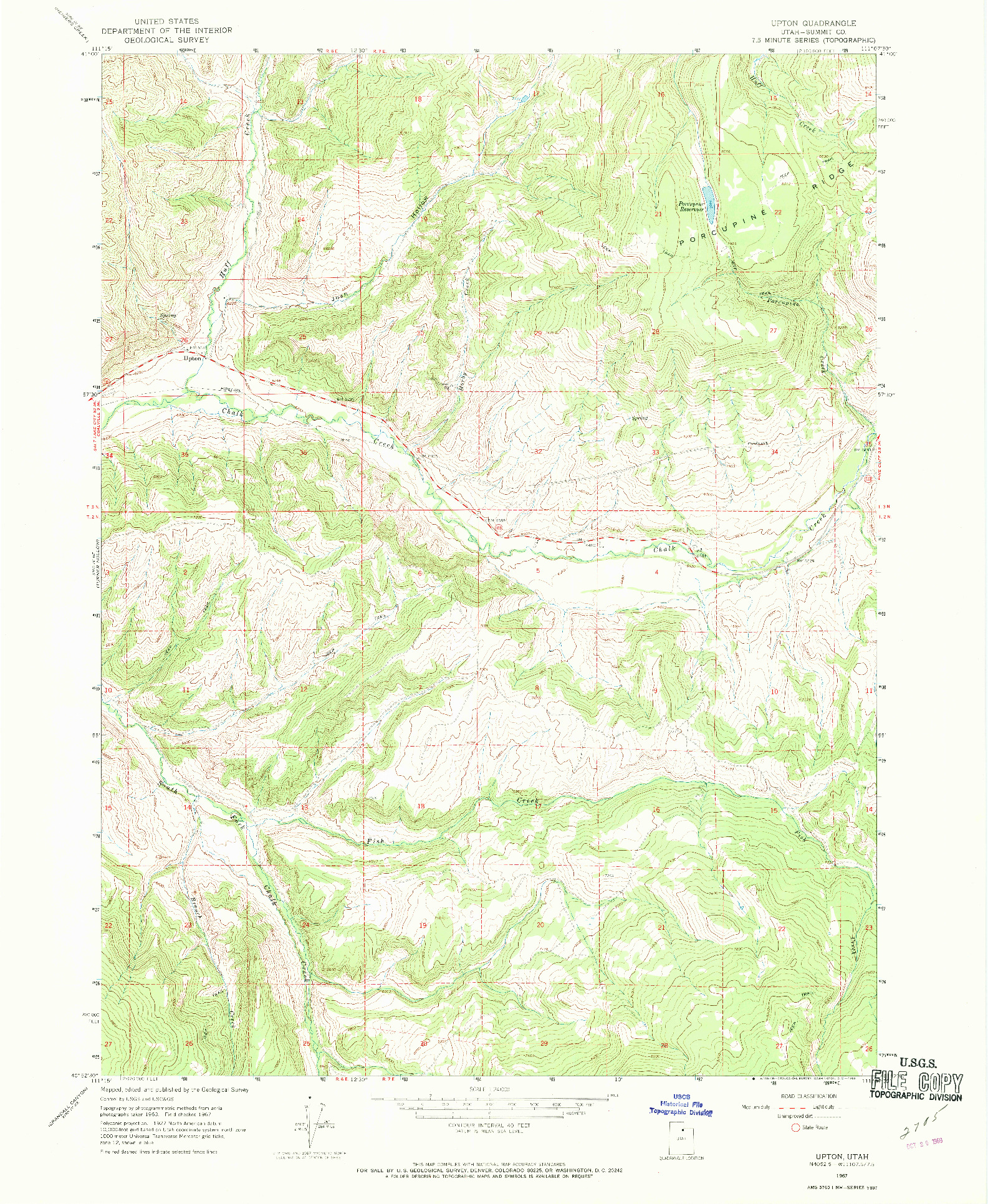 USGS 1:24000-SCALE QUADRANGLE FOR UPTON, UT 1967