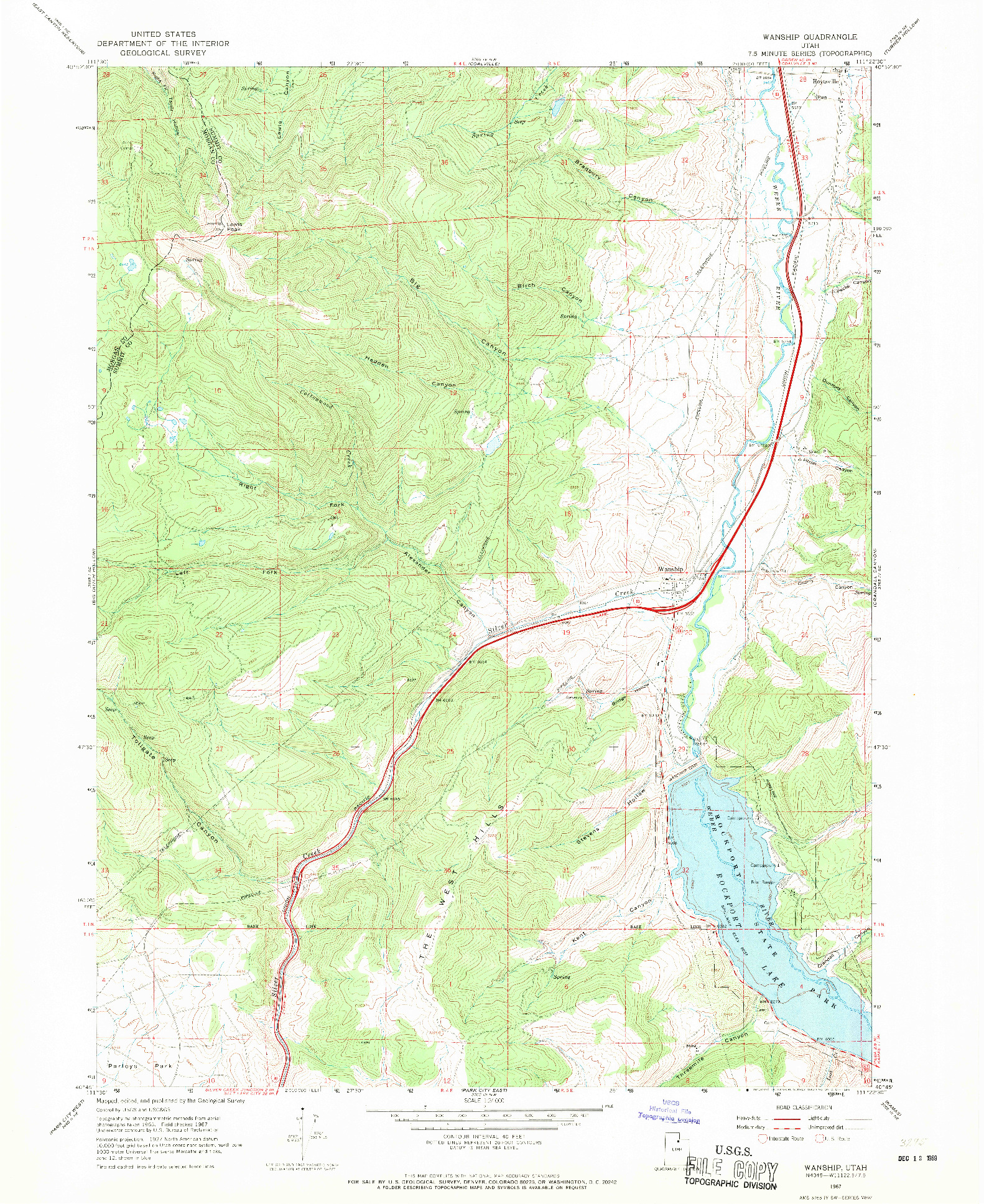 USGS 1:24000-SCALE QUADRANGLE FOR WANSHIP, UT 1967