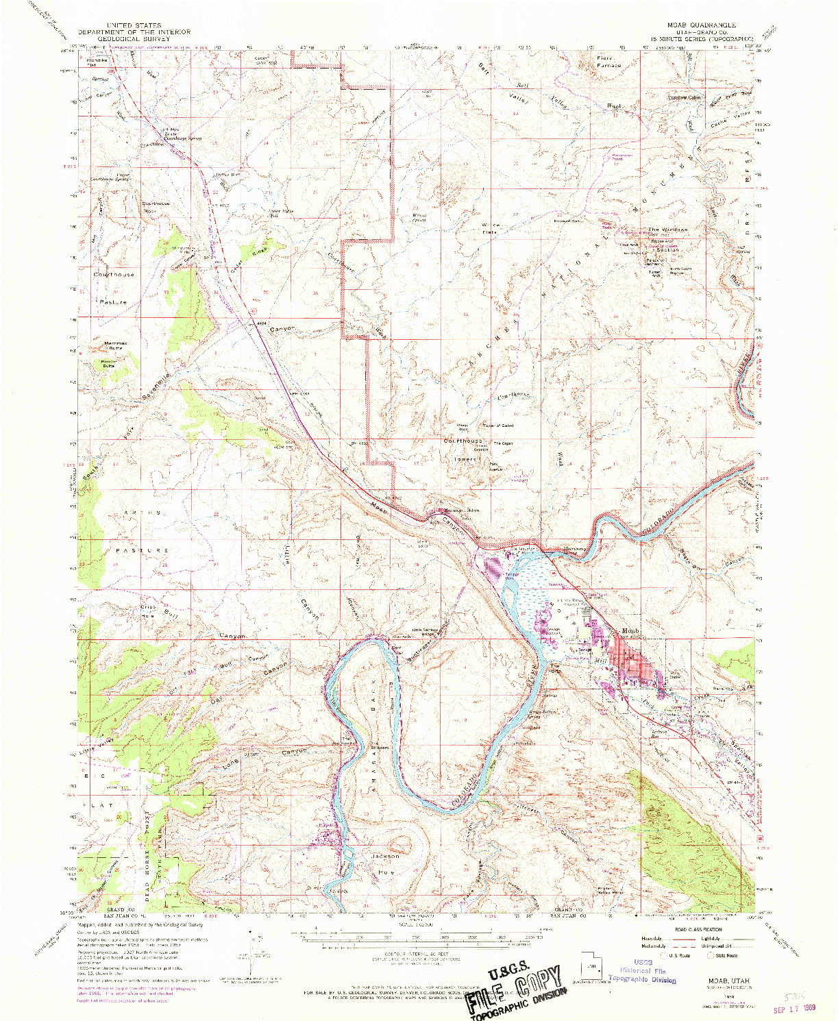 USGS 1:62500-SCALE QUADRANGLE FOR MOAB, UT 1959