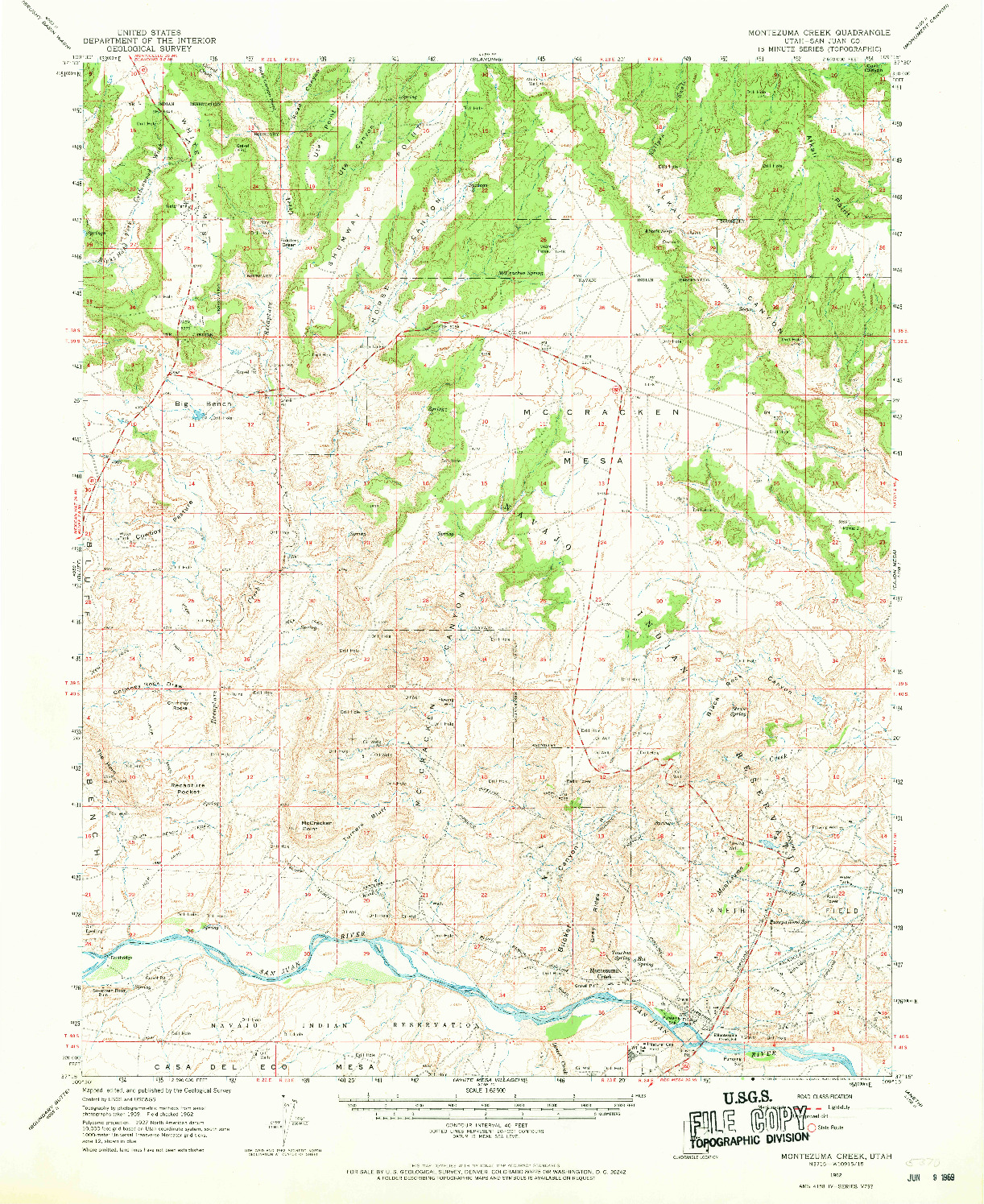 USGS 1:62500-SCALE QUADRANGLE FOR MONTEZUMA CREEK, UT 1962
