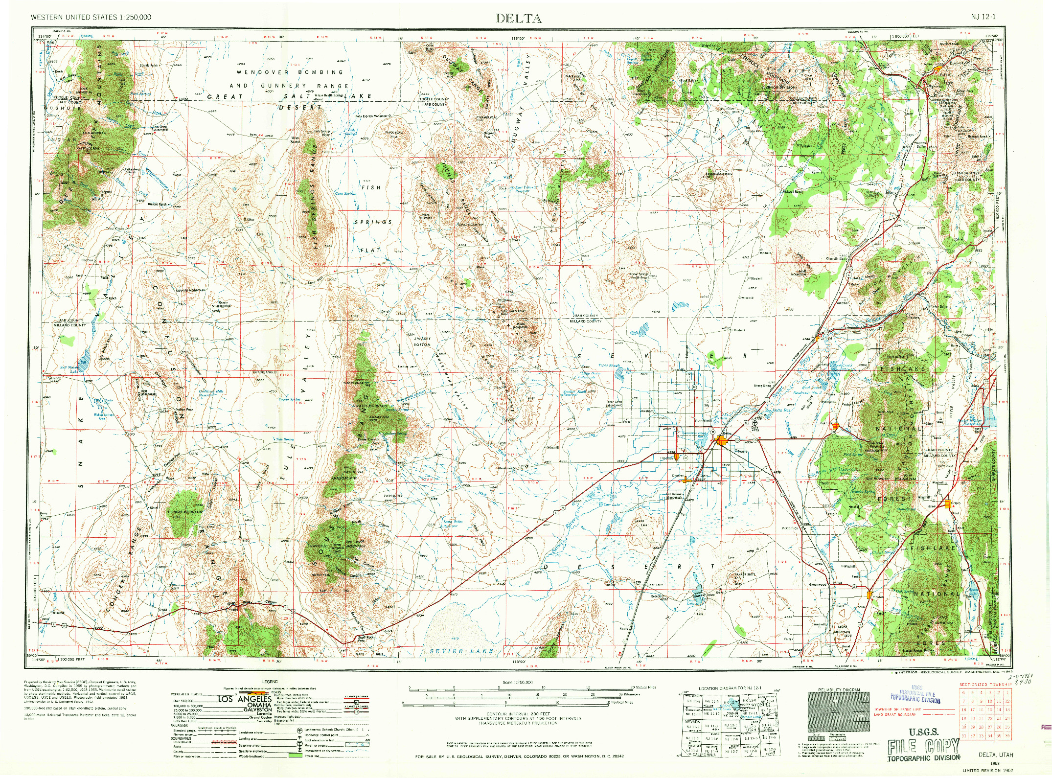 USGS 1:250000-SCALE QUADRANGLE FOR DELTA, UT 1953