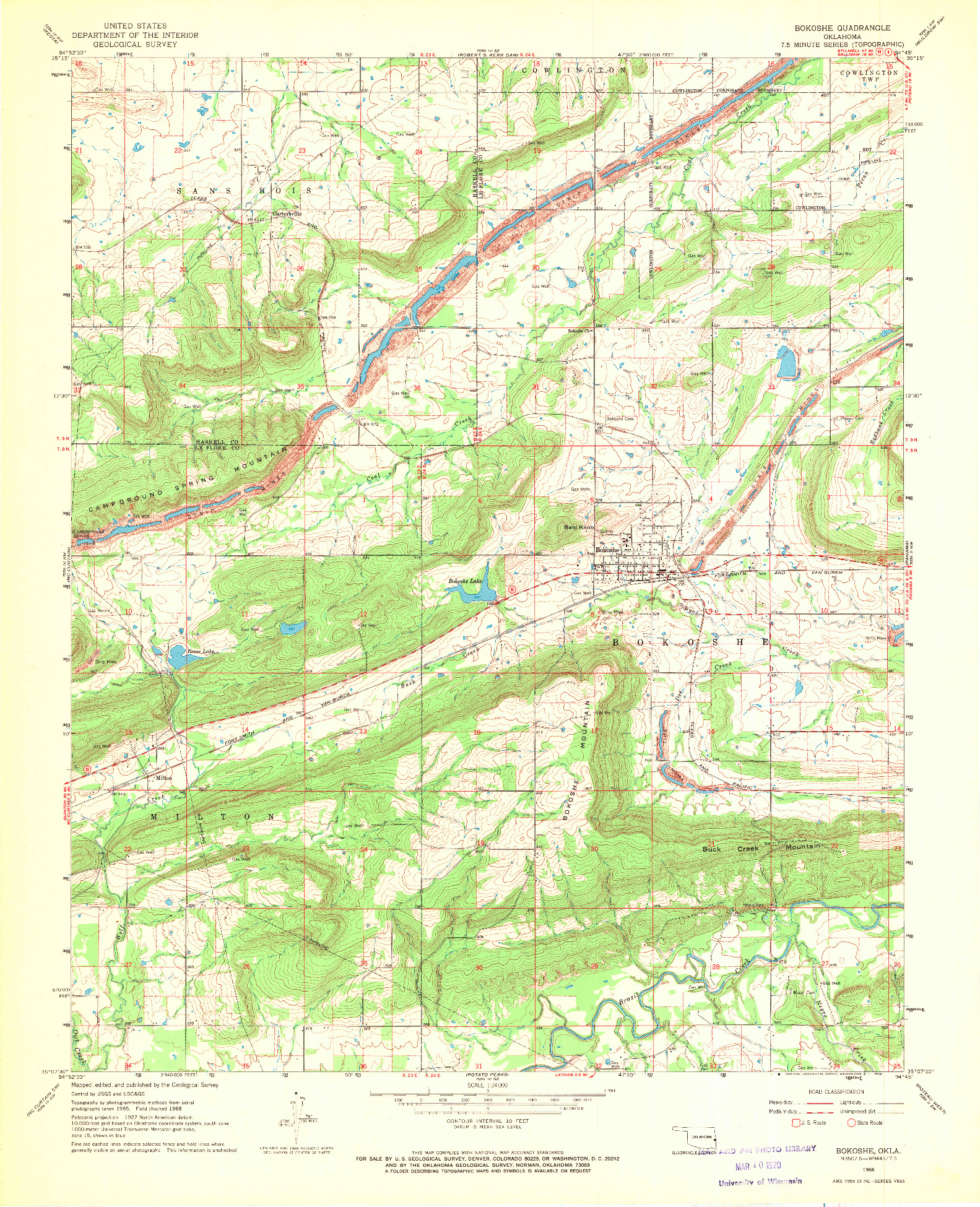 USGS 1:24000-SCALE QUADRANGLE FOR BOKOSHE, OK 1968