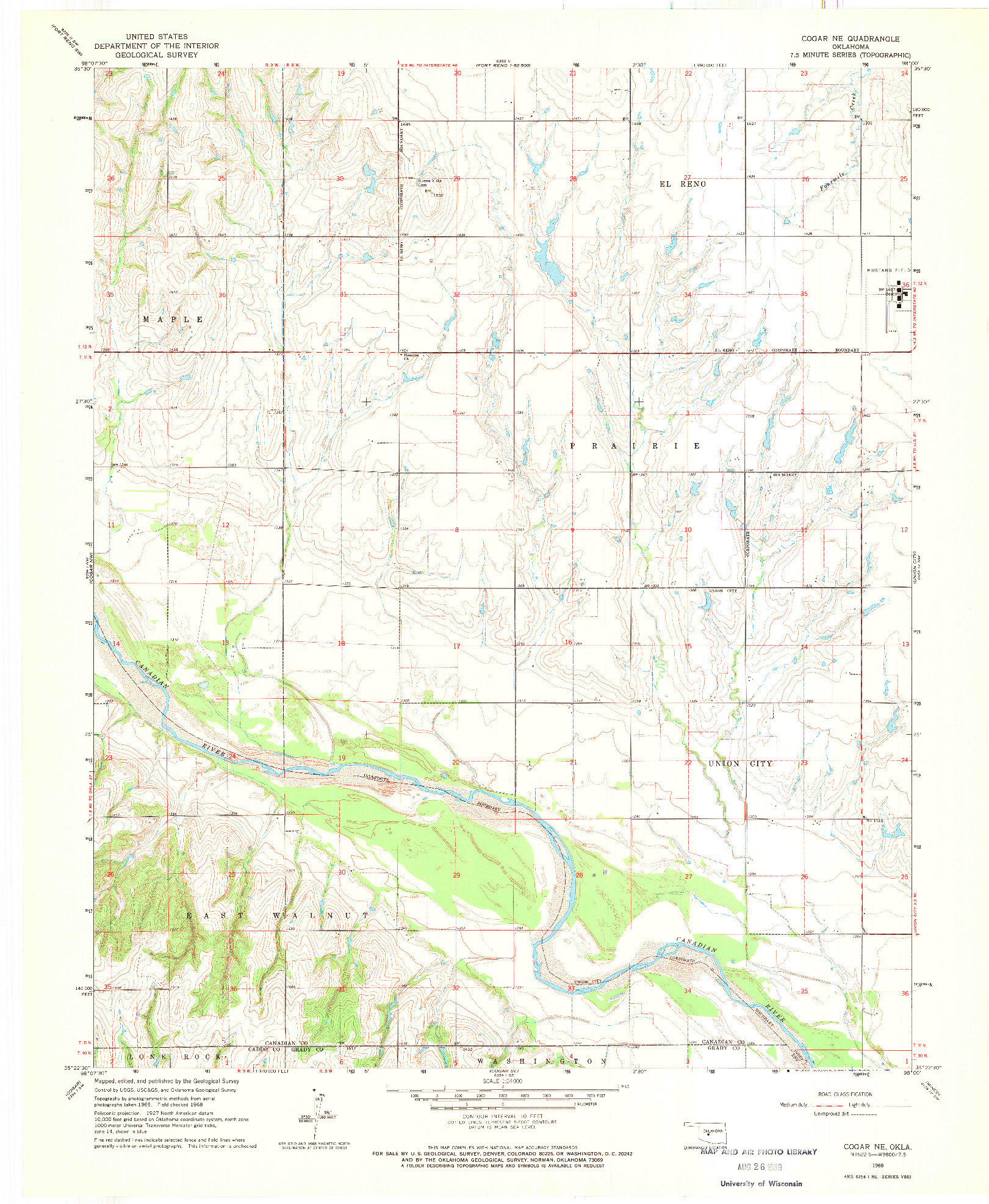 USGS 1:24000-SCALE QUADRANGLE FOR COGAR NE, OK 1968