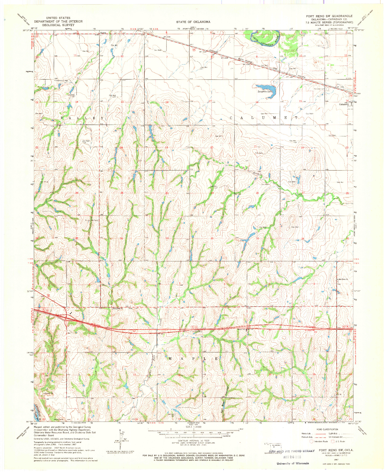 USGS 1:24000-SCALE QUADRANGLE FOR FORT RENO SW, OK 1967