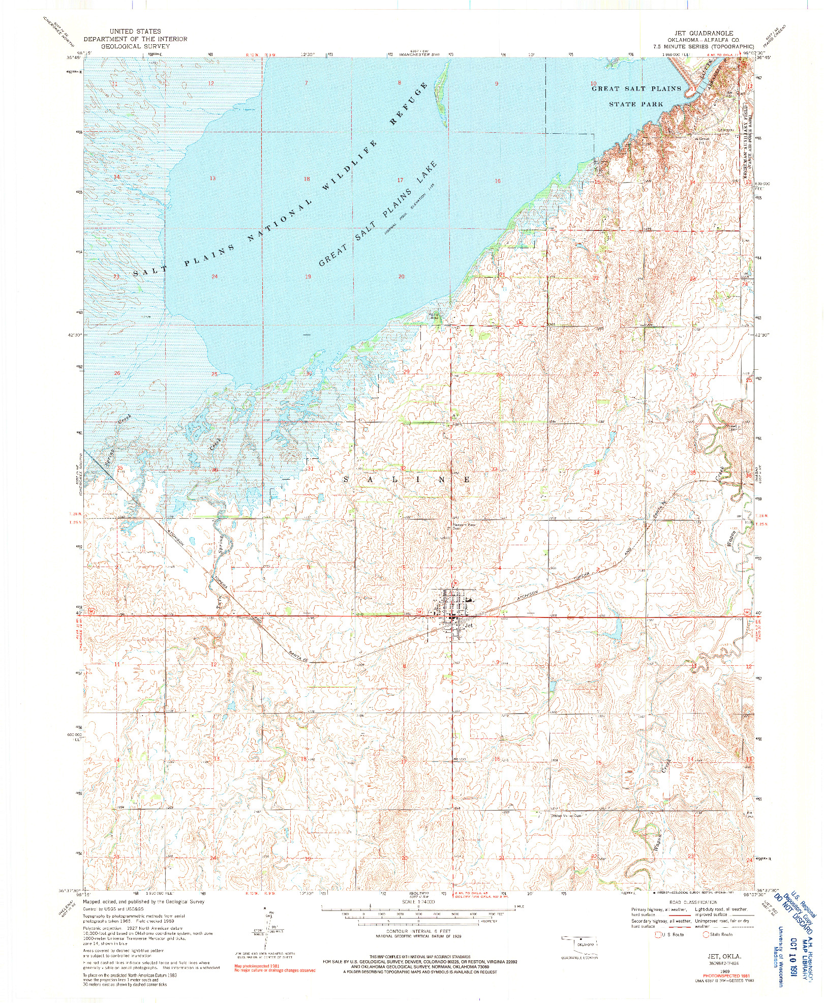 USGS 1:24000-SCALE QUADRANGLE FOR JET, OK 1969