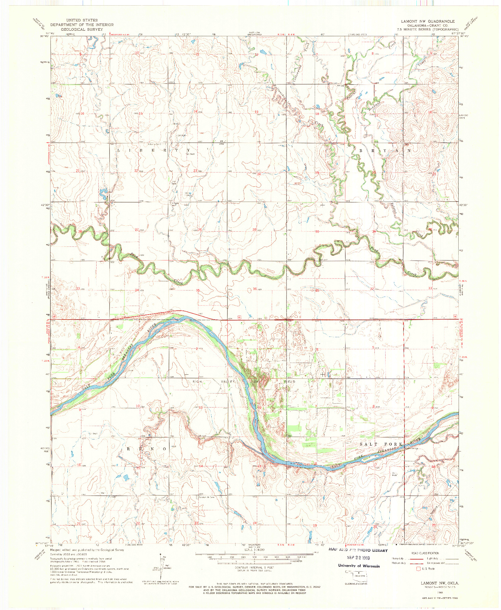 USGS 1:24000-SCALE QUADRANGLE FOR LAMONT NW, OK 1968